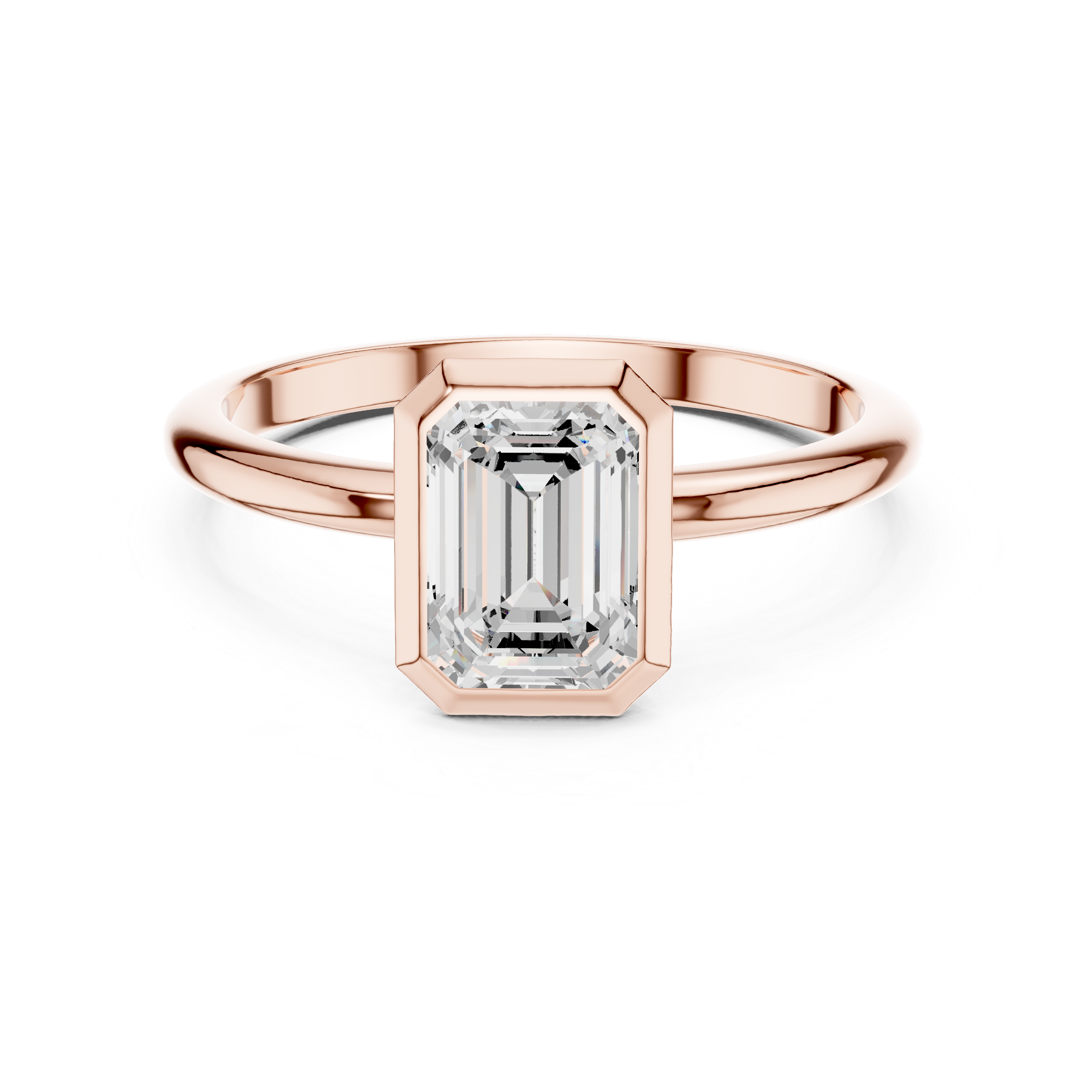 Emerald Cut Bezel Set Solitaire Engagement Ring