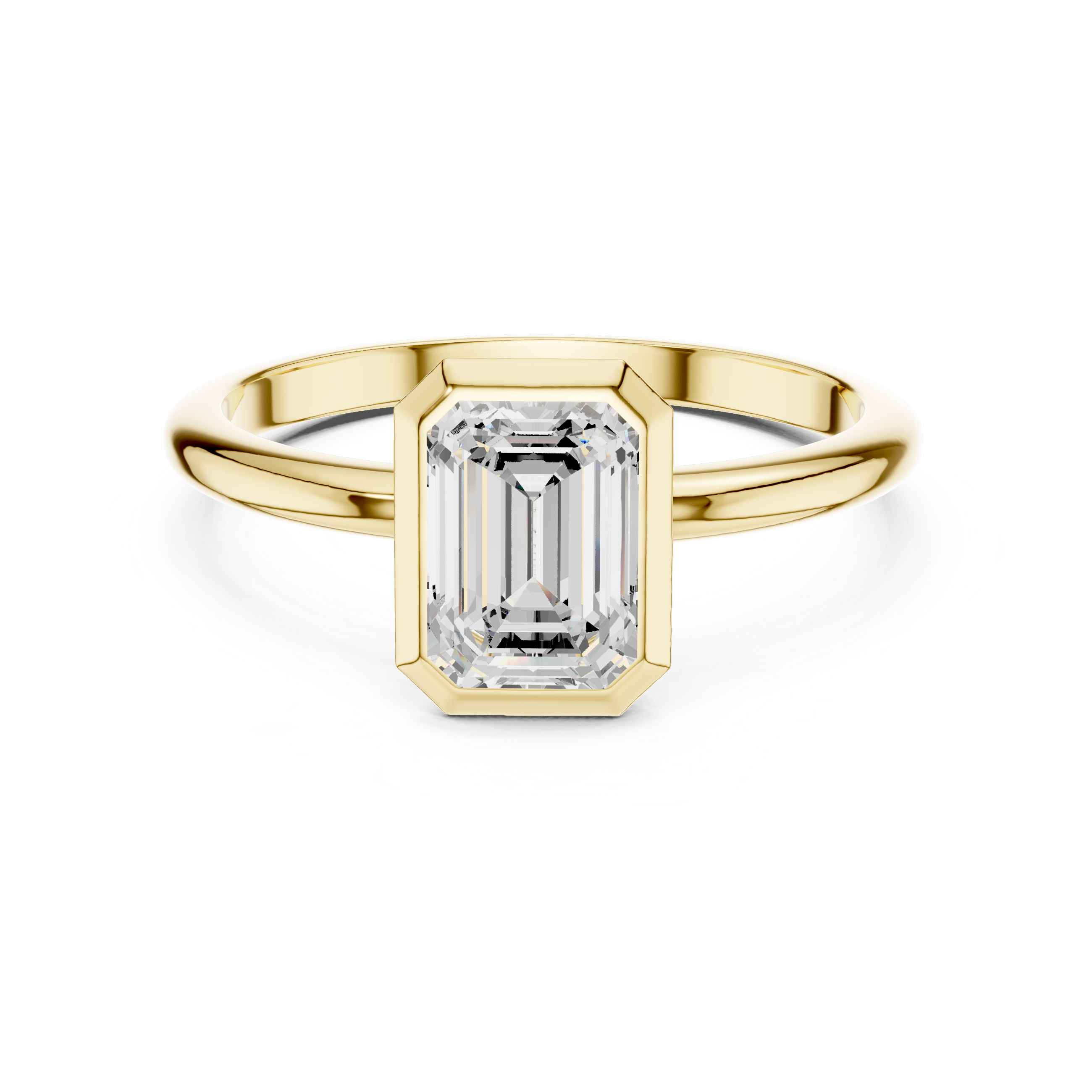 Emerald Cut Bezel Set Solitaire Engagement Ring