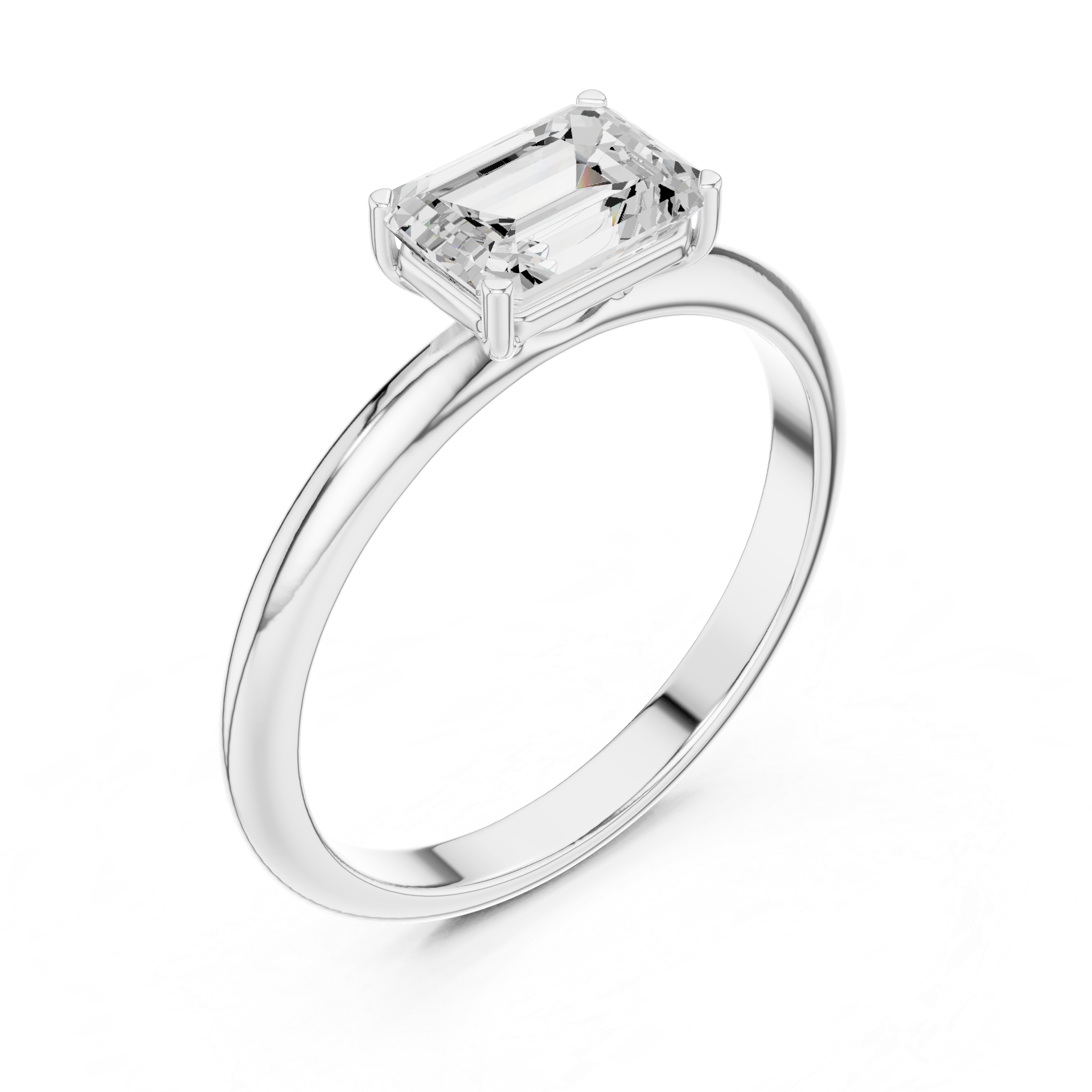 Minimalist Emerald Cut Solitaire Engagement Ring