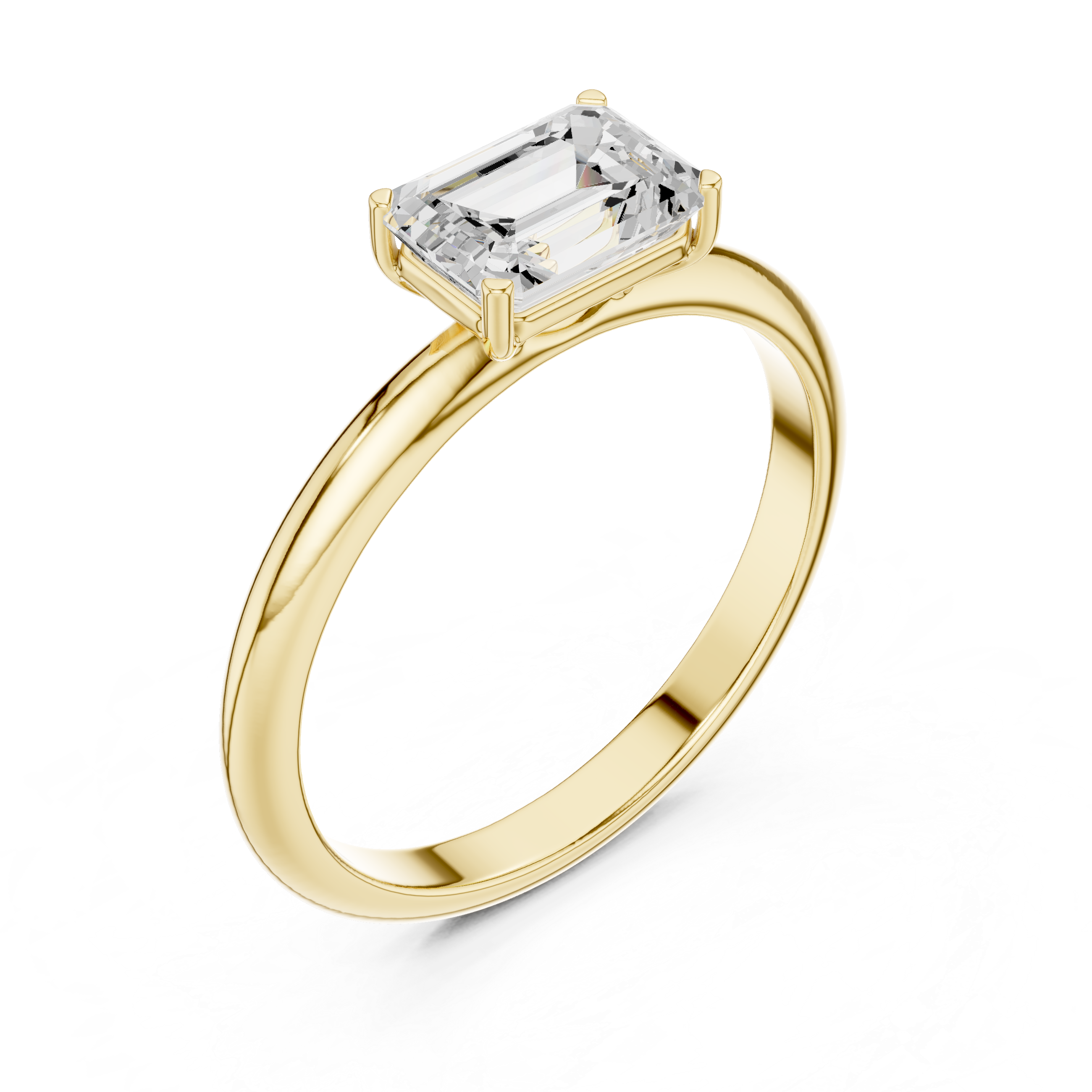 Minimalist Emerald Cut Solitaire Engagement Ring