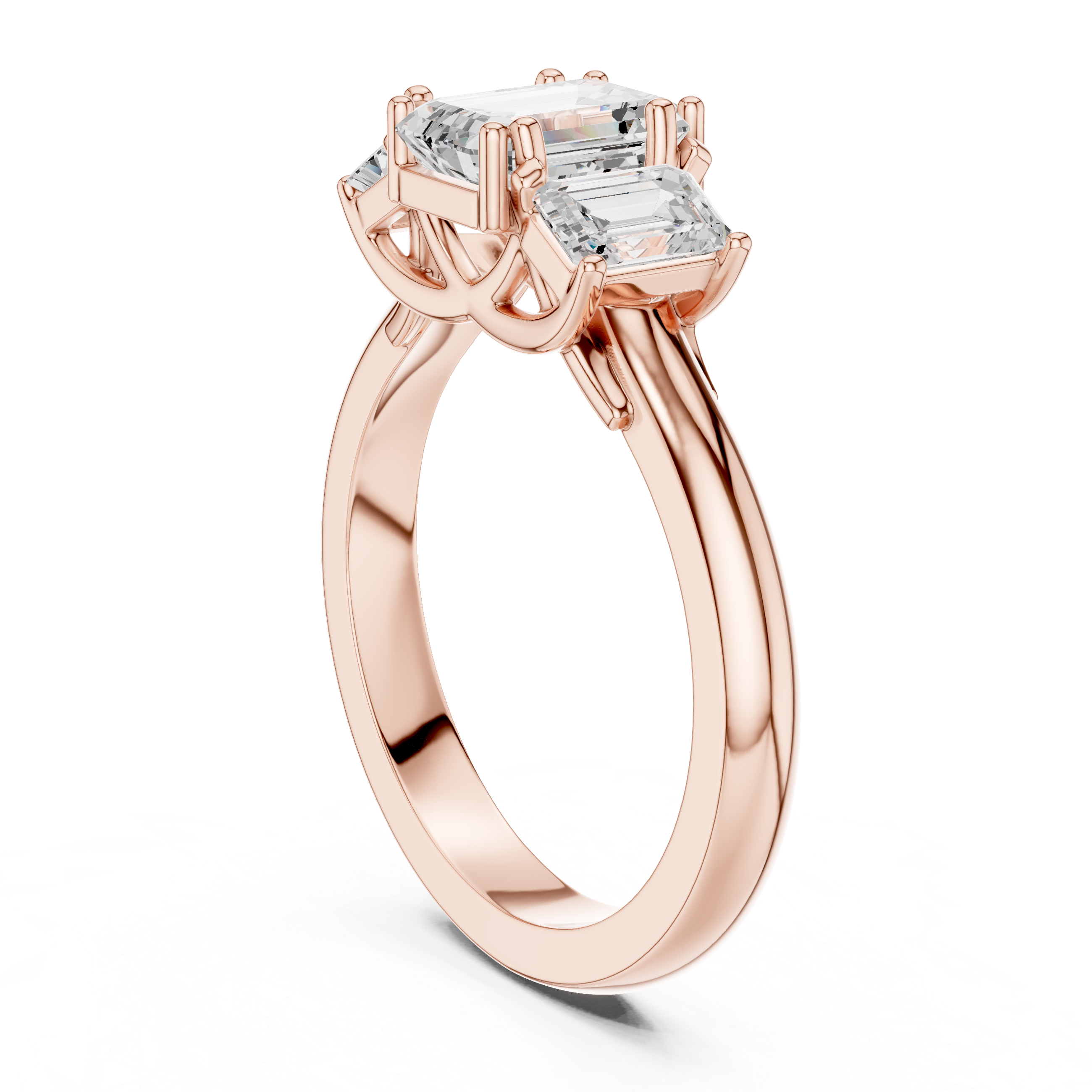 Emerald Cut Three Stone Engagement Ring