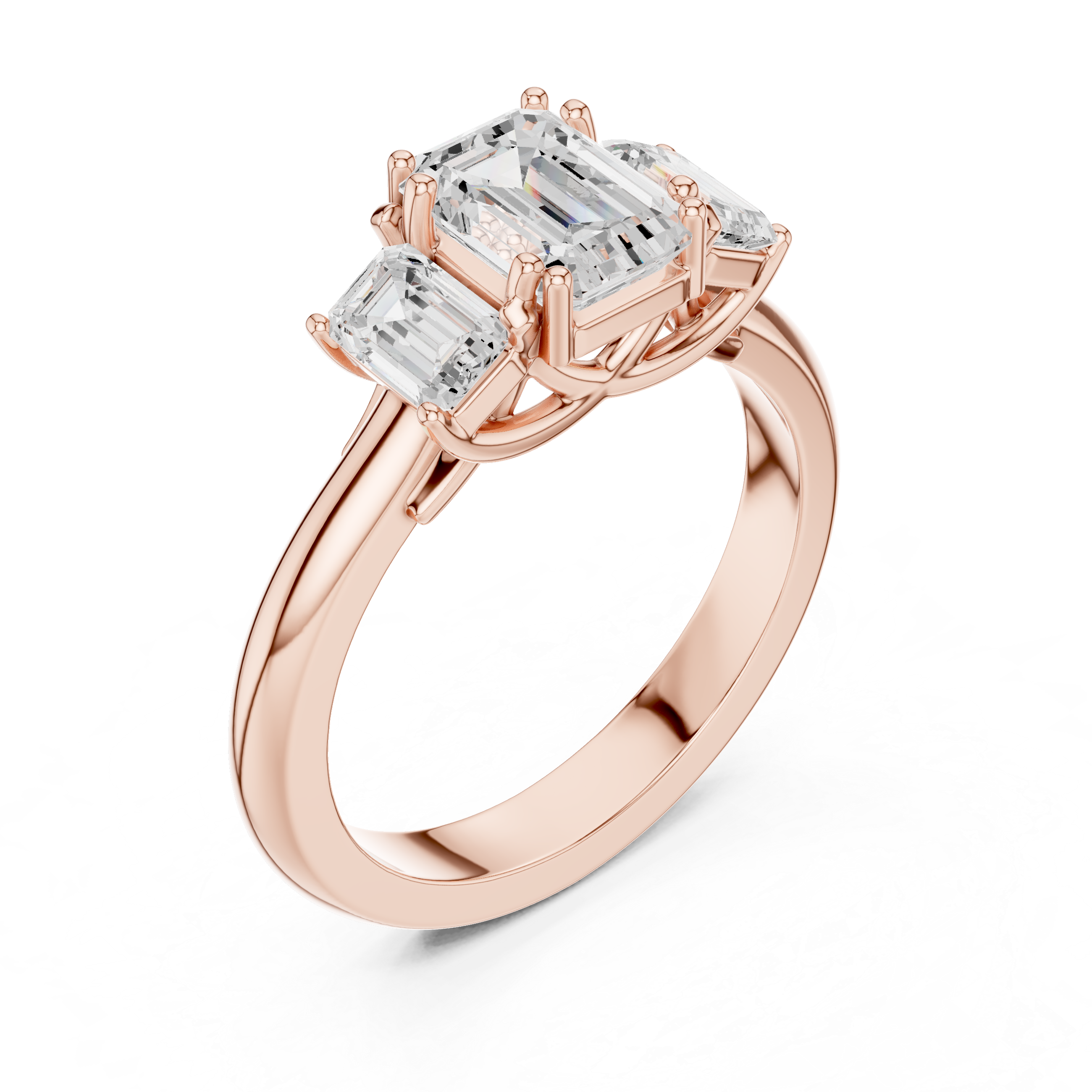 Emerald Cut Three Stone Engagement Ring