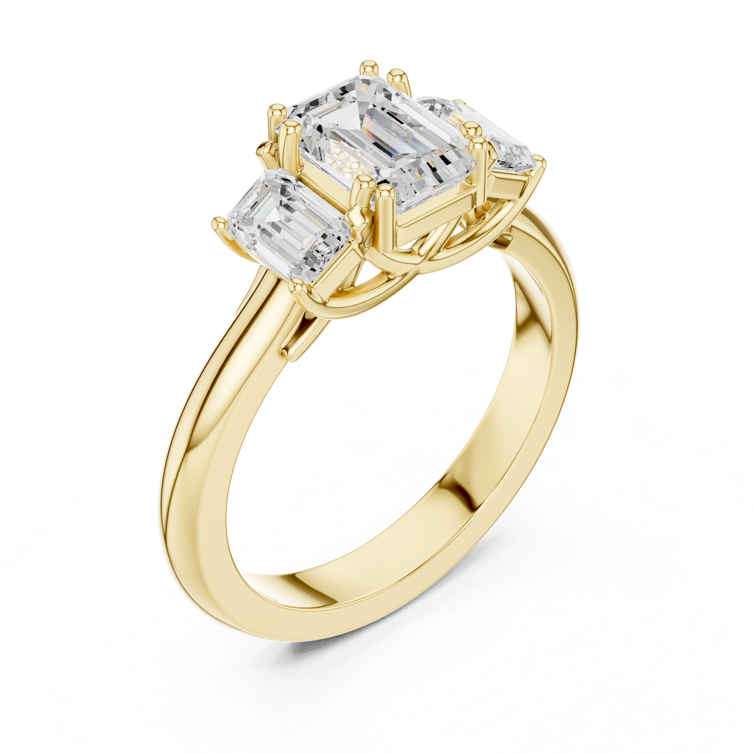 Emerald Cut Three Stone Engagement Ring