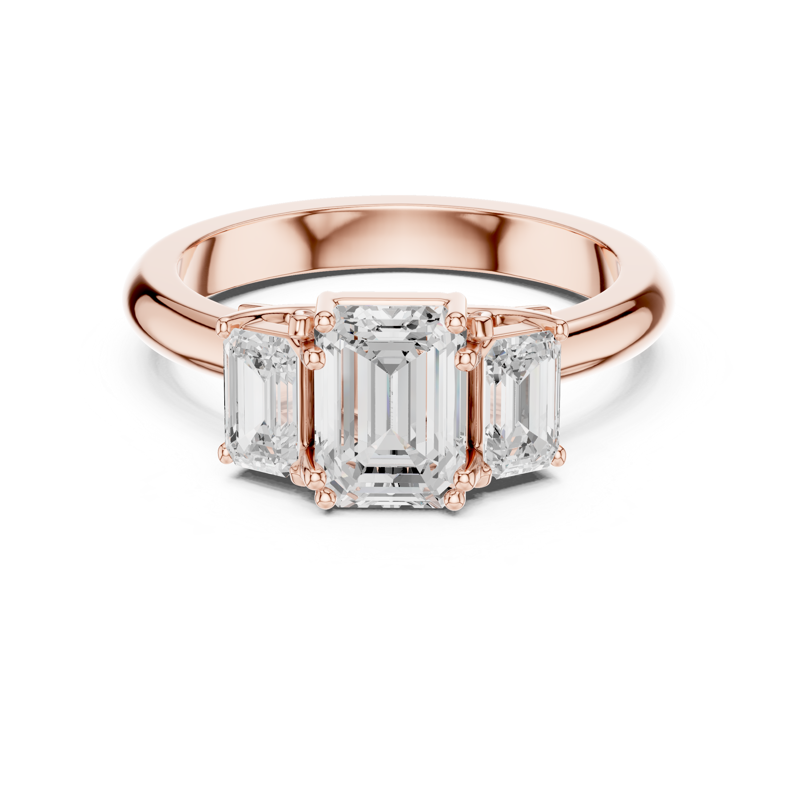 Emerald Cut Three Stone Engagement Ring