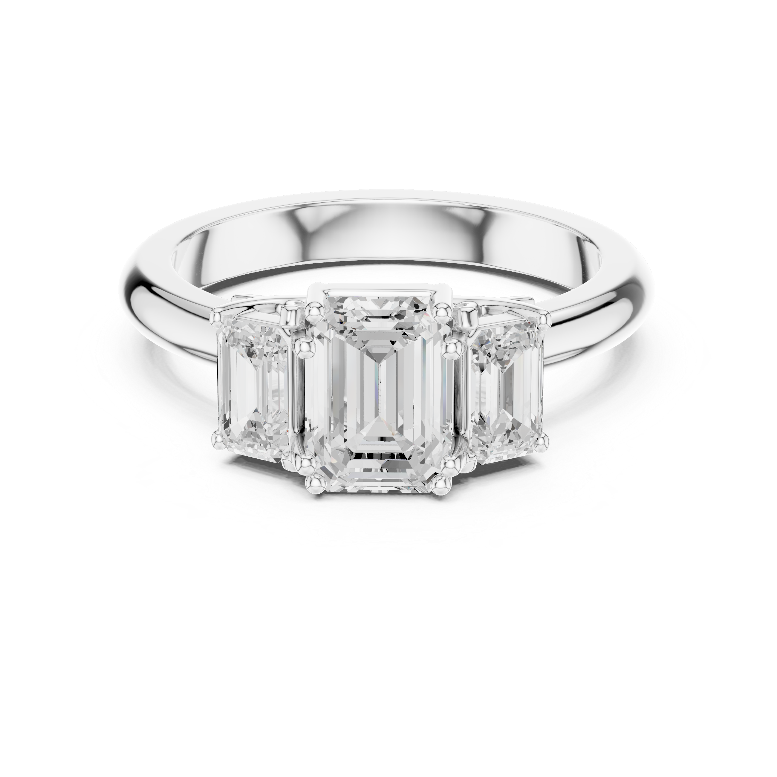 Emerald Cut Three Stone Engagement Ring