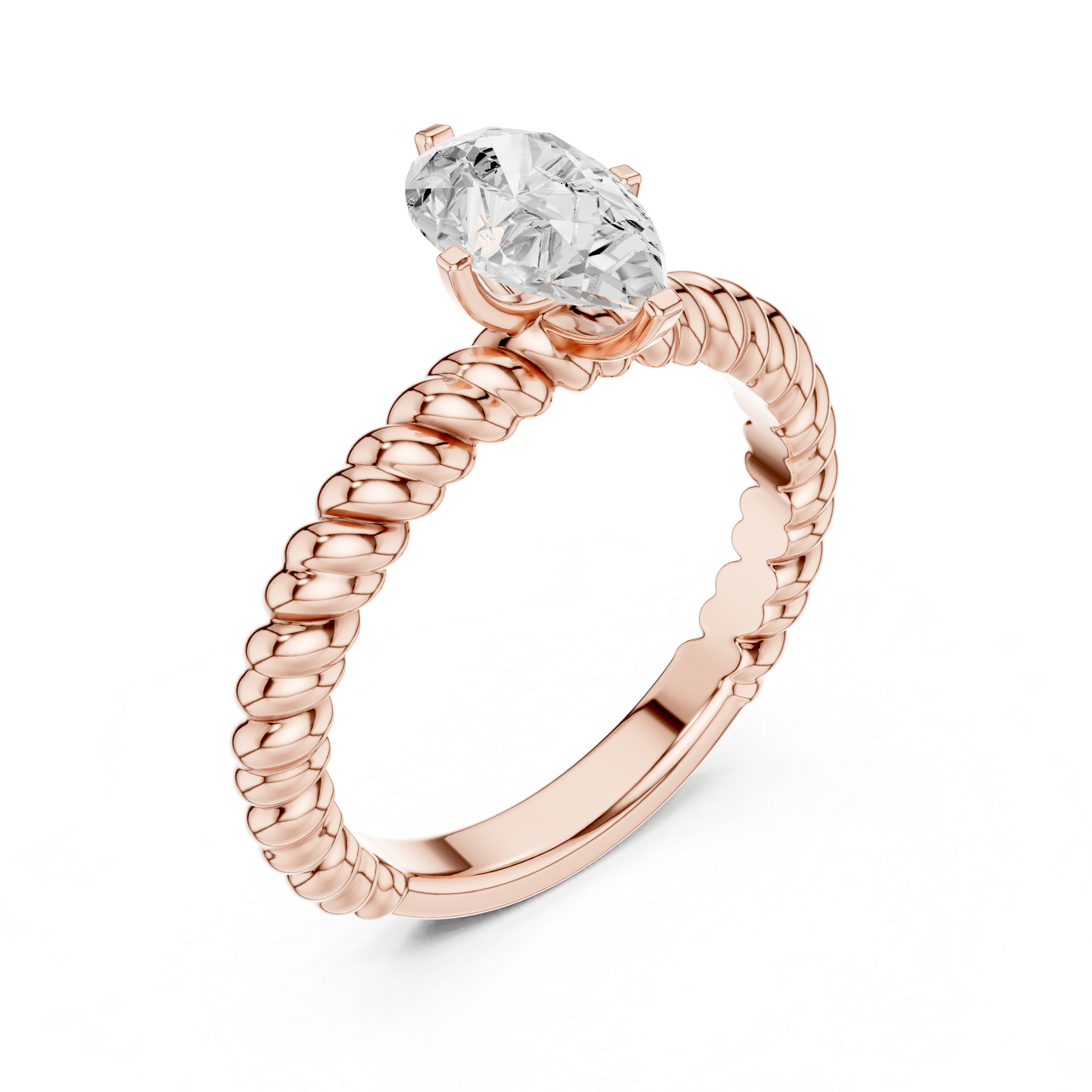 Twisted Rope Pear Cut Solitaire Engagement Ring