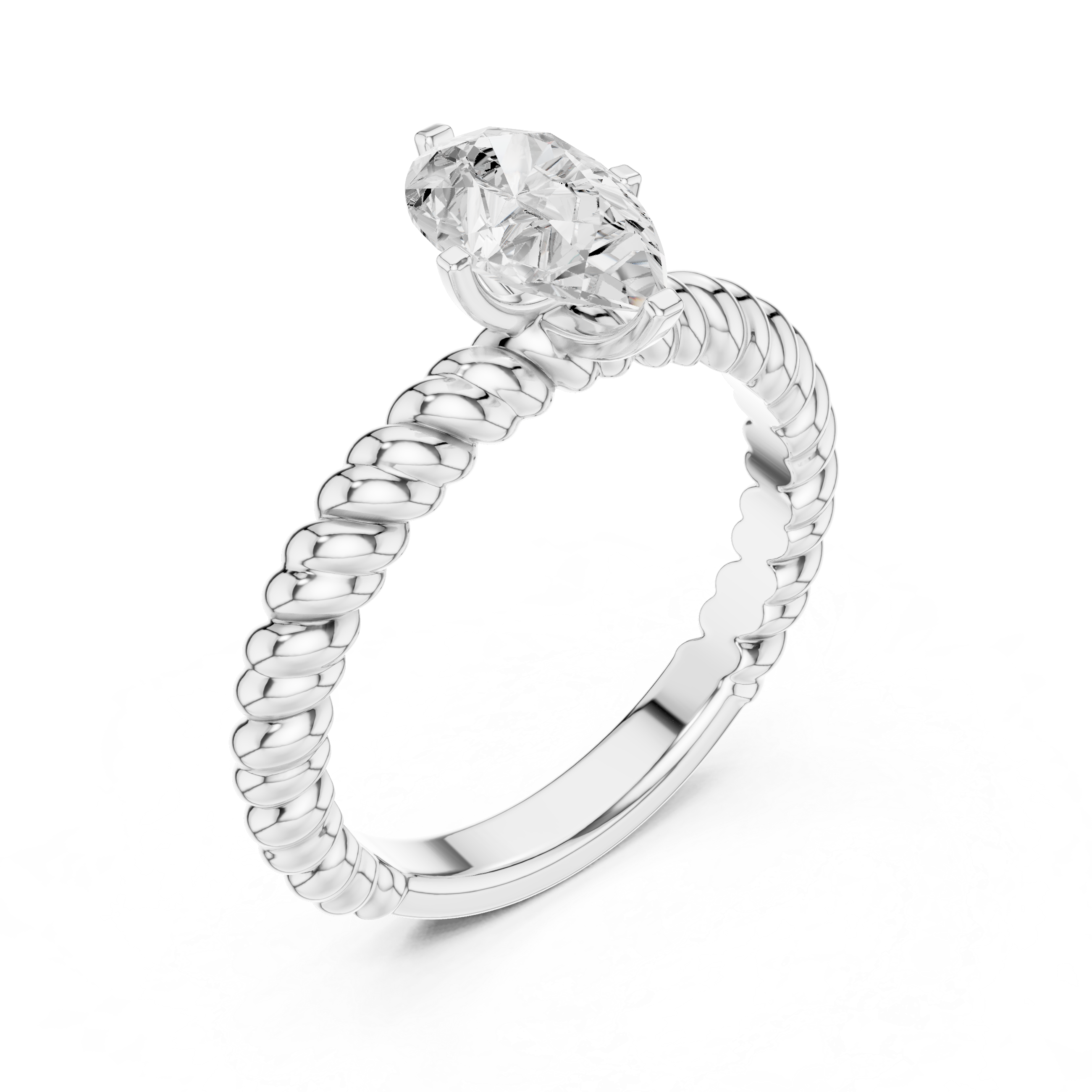 Twisted Rope Pear Cut Solitaire Engagement Ring