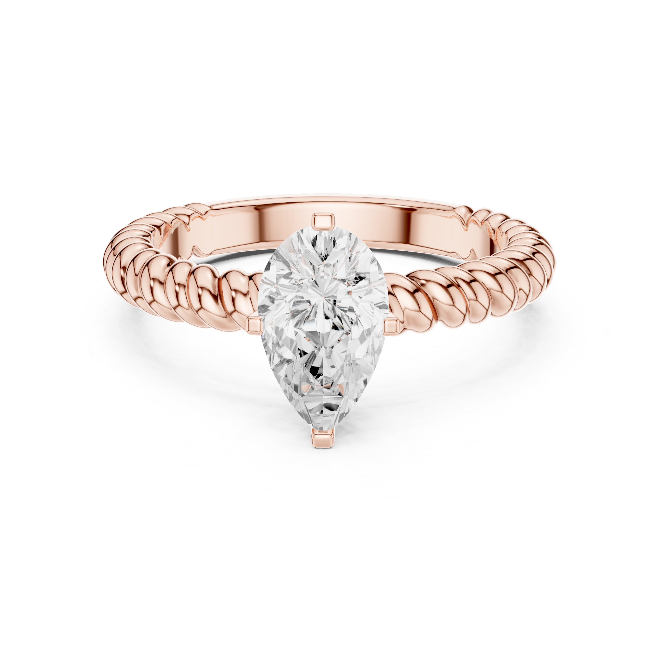 Twisted Rope Pear Cut Solitaire Engagement Ring