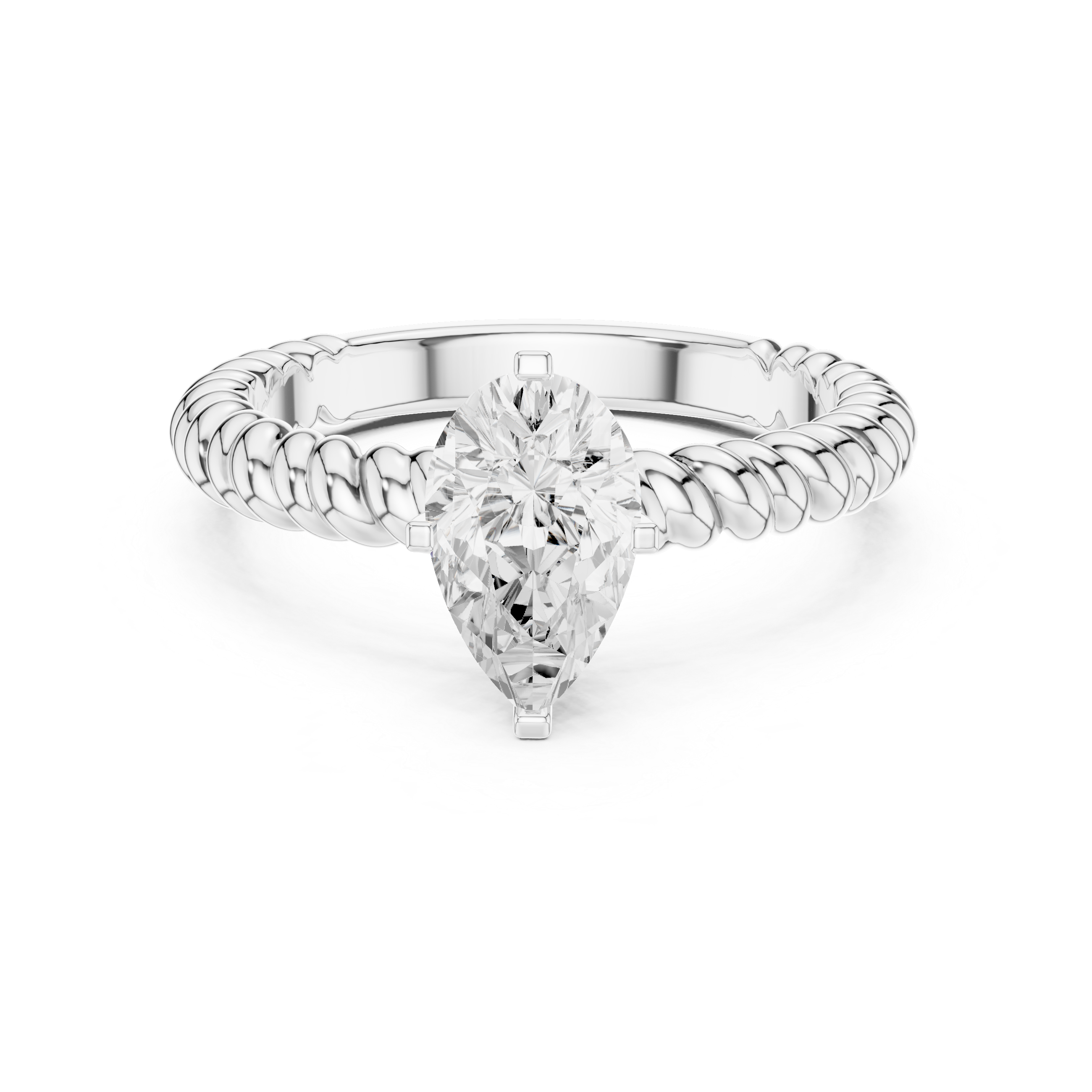Twisted Rope Pear Cut Solitaire Engagement Ring