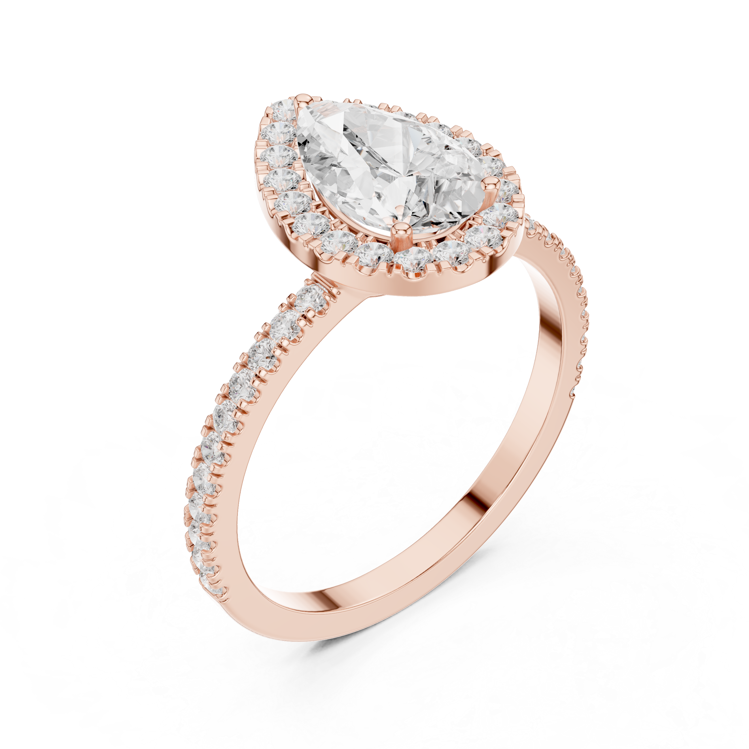 Pear Halo Engagement Ring with Pavé Diamond Band