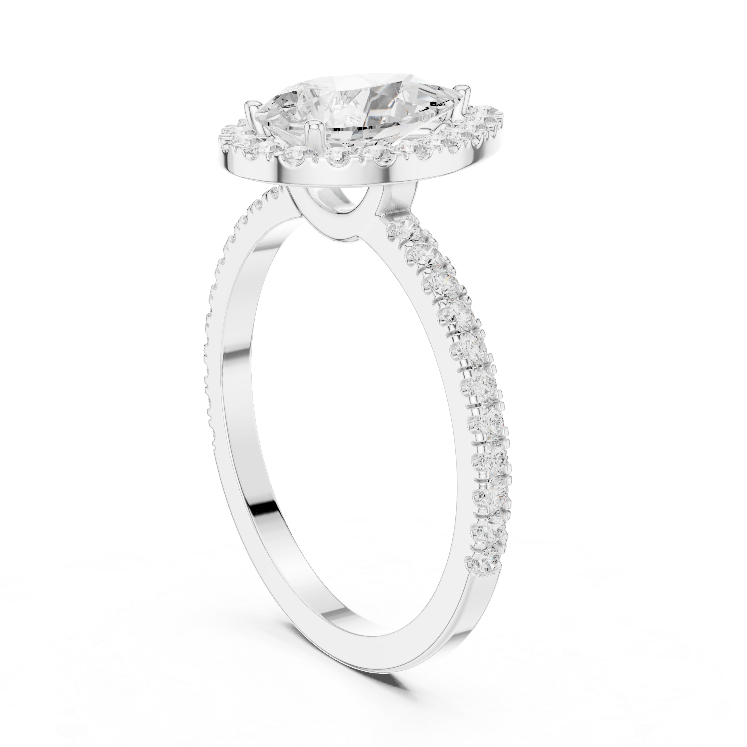 Pear Halo Engagement Ring with Pavé Diamond Band