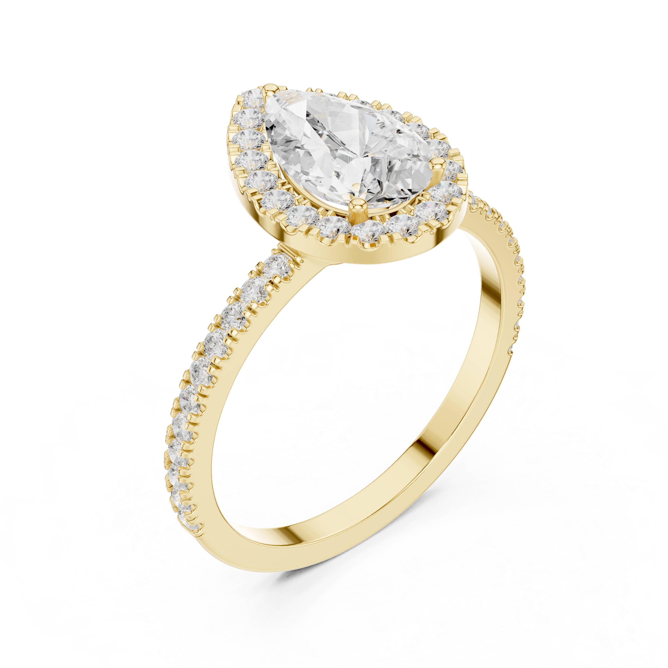 Pear Halo Engagement Ring with Pavé Diamond Band