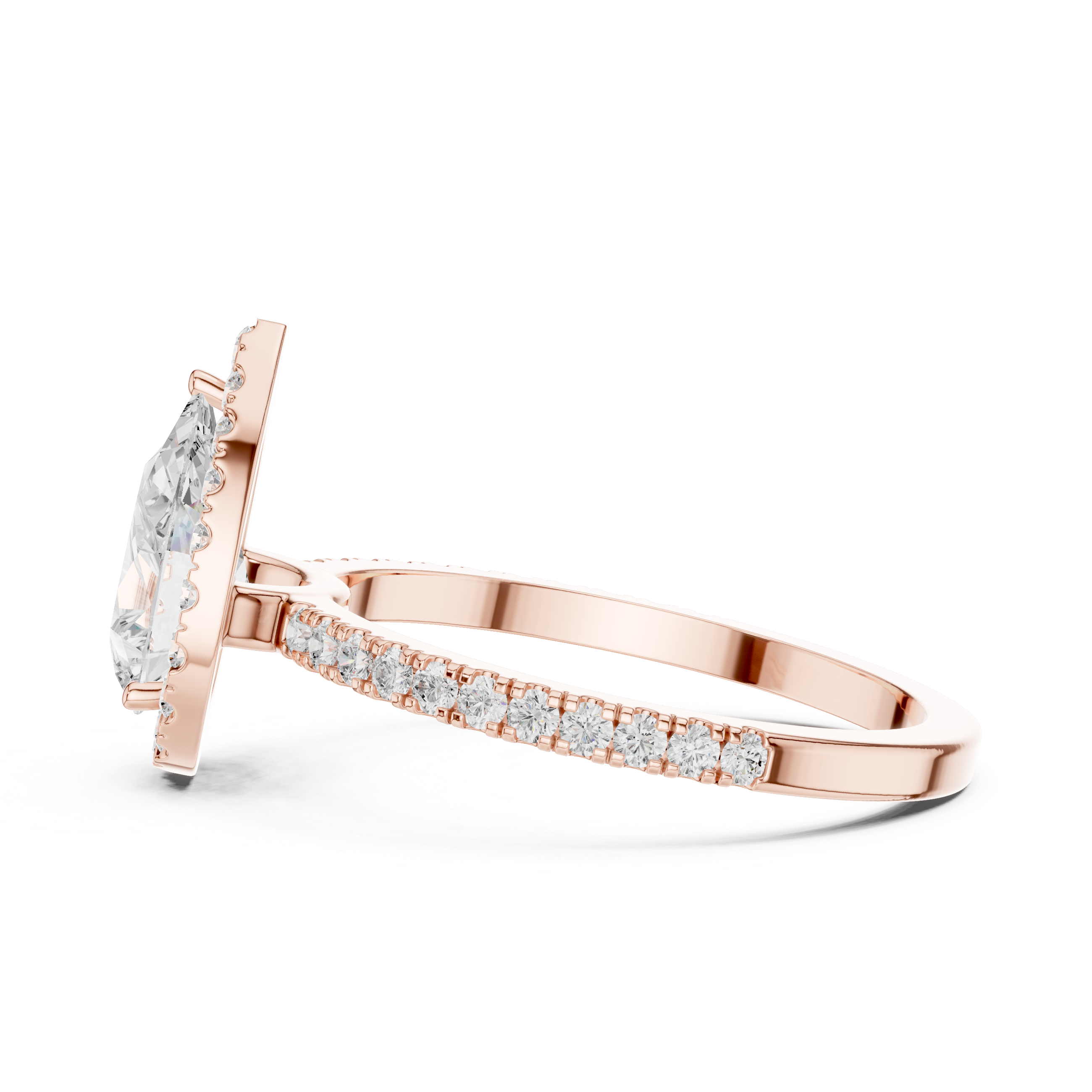 Pear Halo Engagement Ring with Pavé Diamond Band