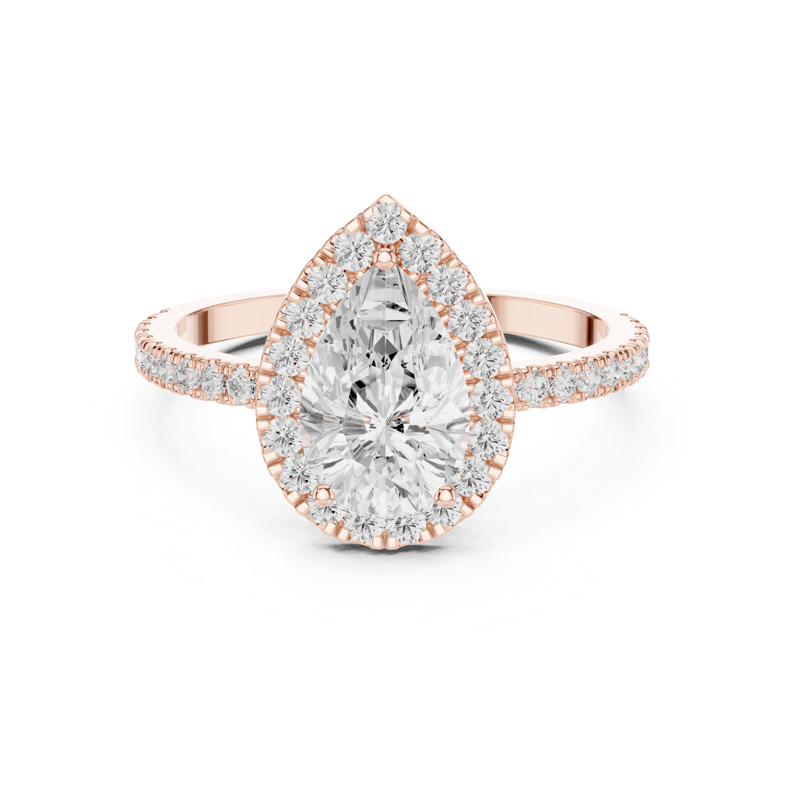 Pear Halo Engagement Ring with Pavé Diamond Band