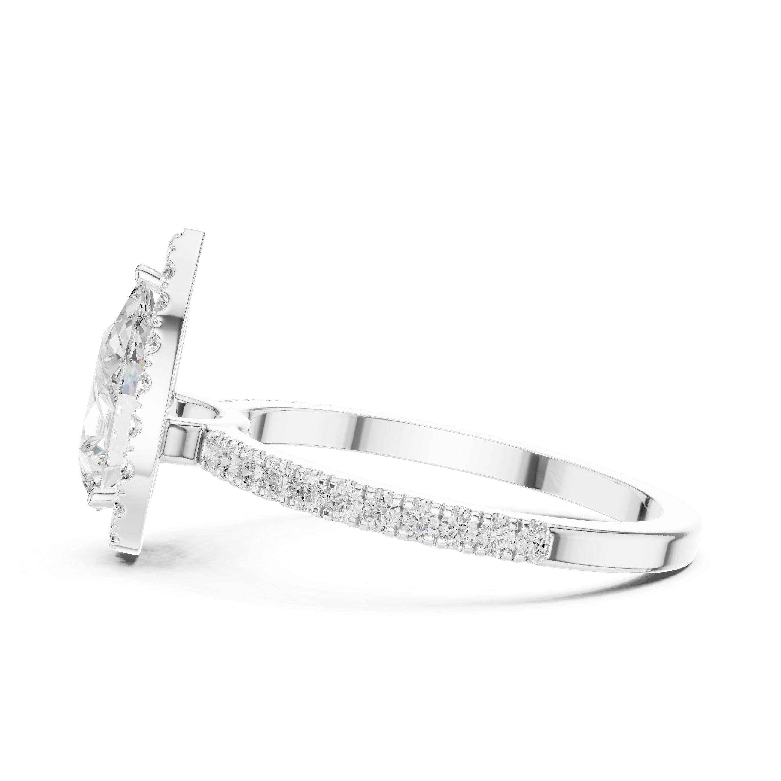 Pear Halo Engagement Ring with Pavé Diamond Band