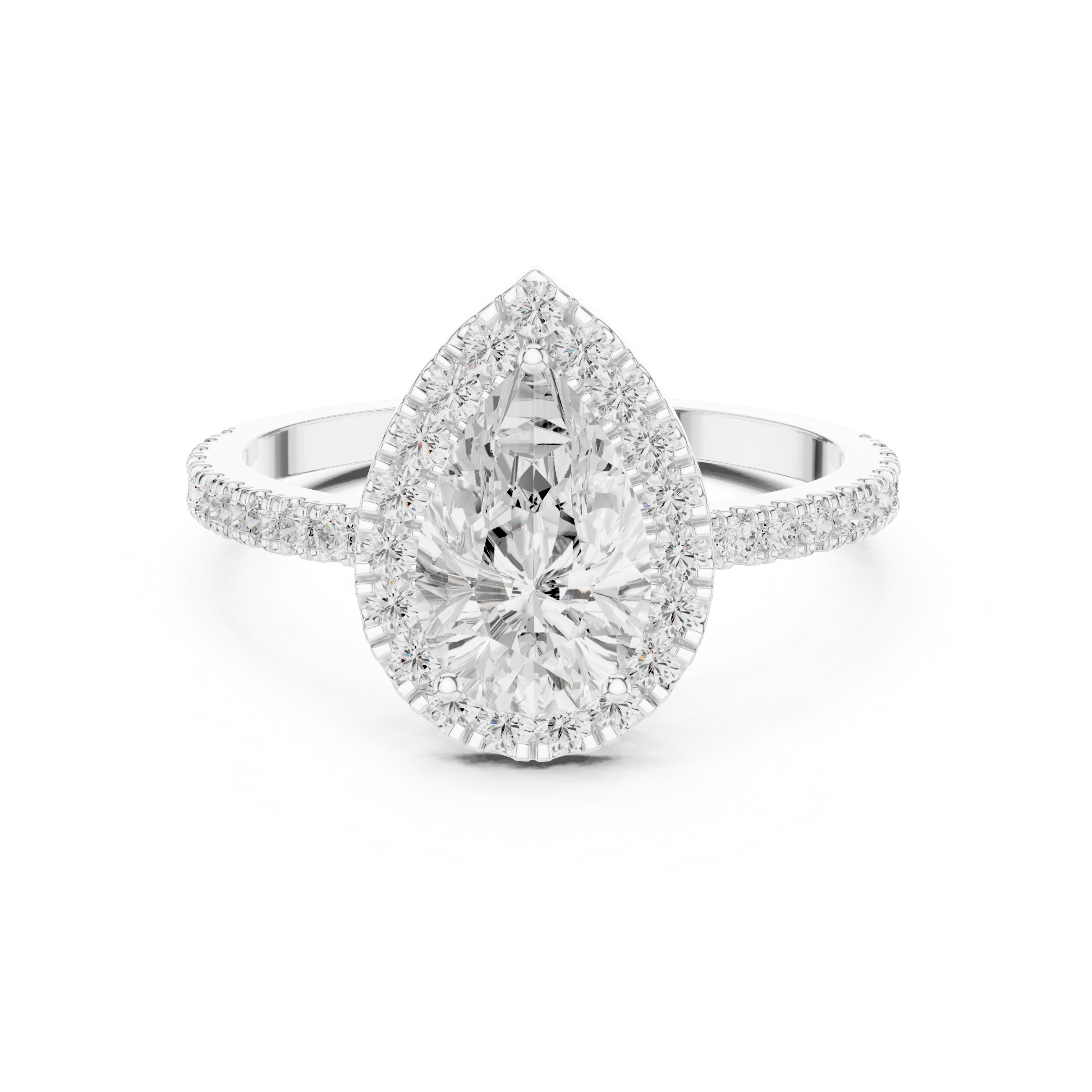Pear Halo Engagement Ring with Pavé Diamond Band