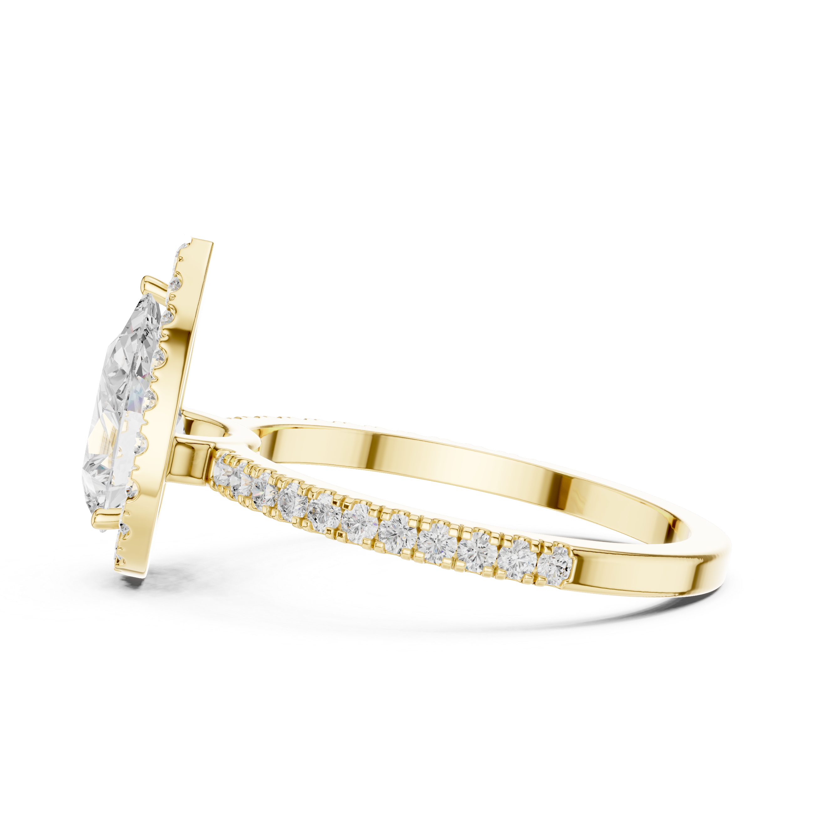 Pear Halo Engagement Ring with Pavé Diamond Band