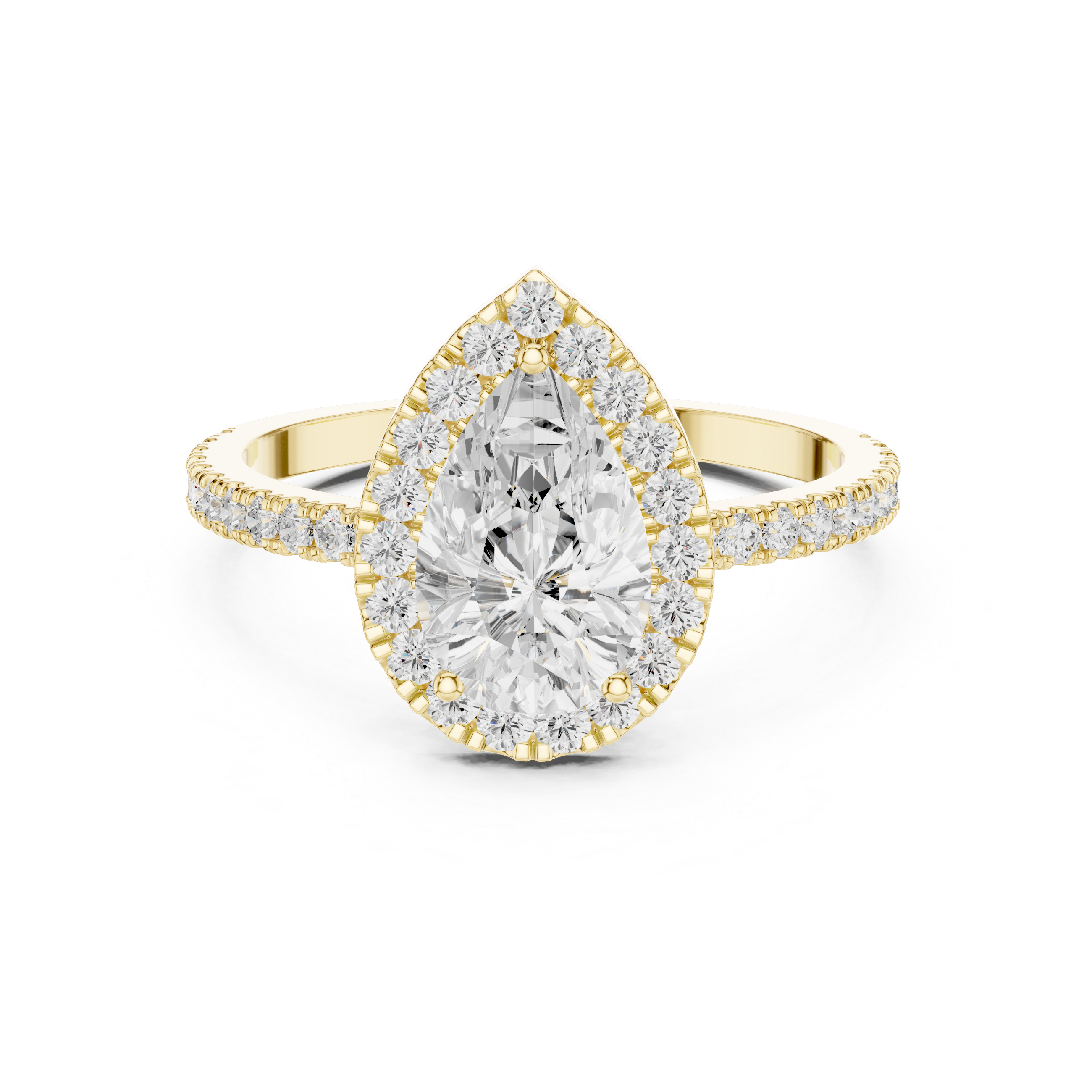 Pear Halo Engagement Ring with Pavé Diamond Band