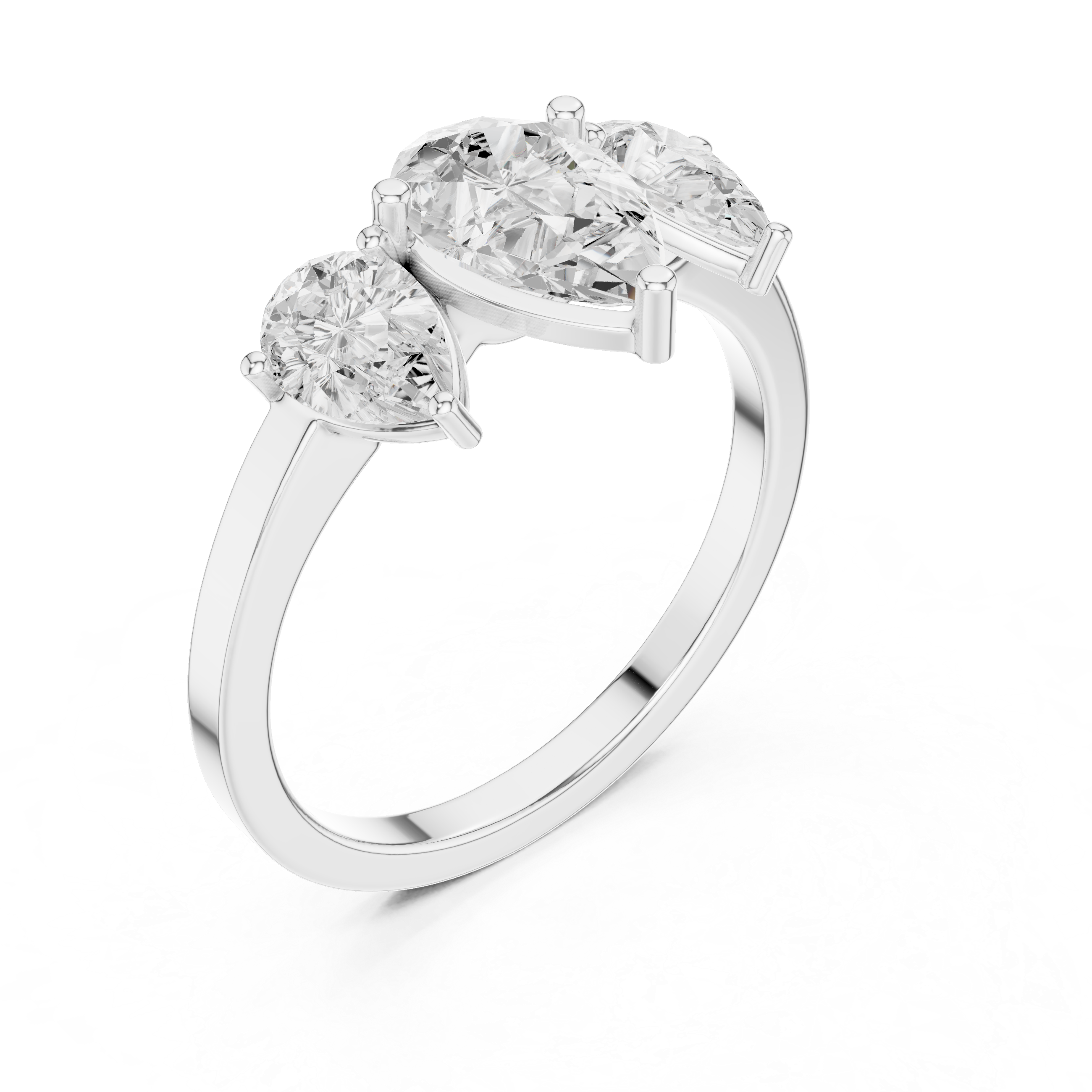 Three-Stone Pear Diamond Engagement Ring – Classic Trilogy Design