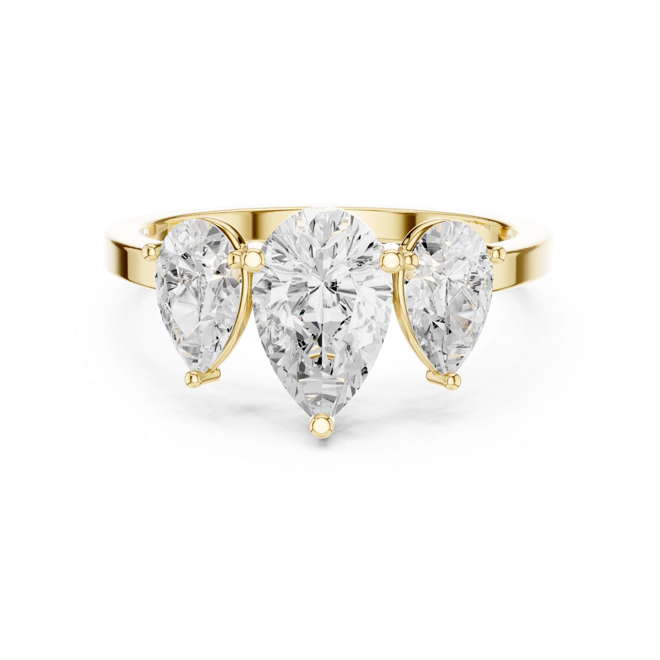 Three-Stone Pear Diamond Engagement Ring – Classic Trilogy Design