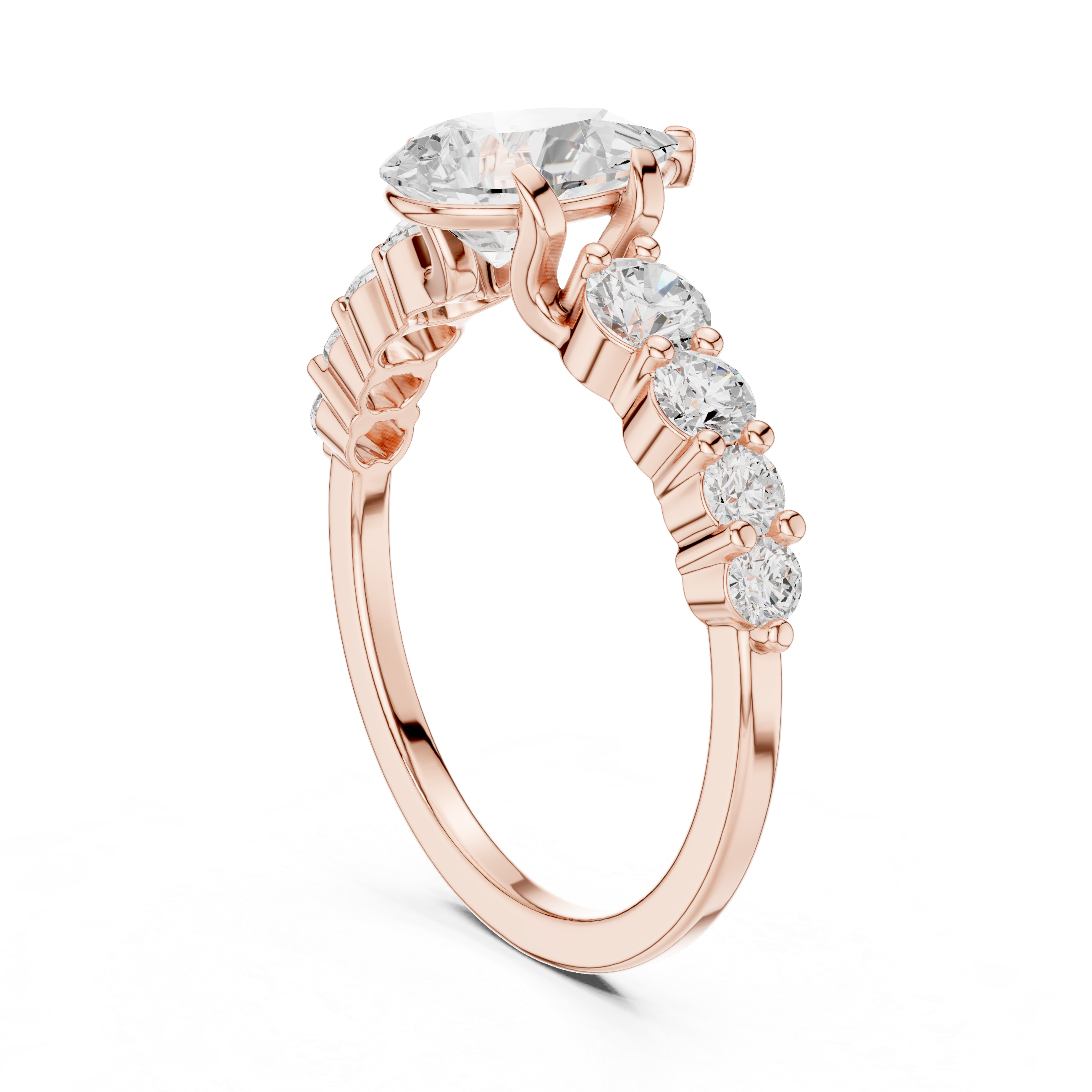 Pear Diamond Three-Stone Engagement Ring with Graduated Side Diamonds