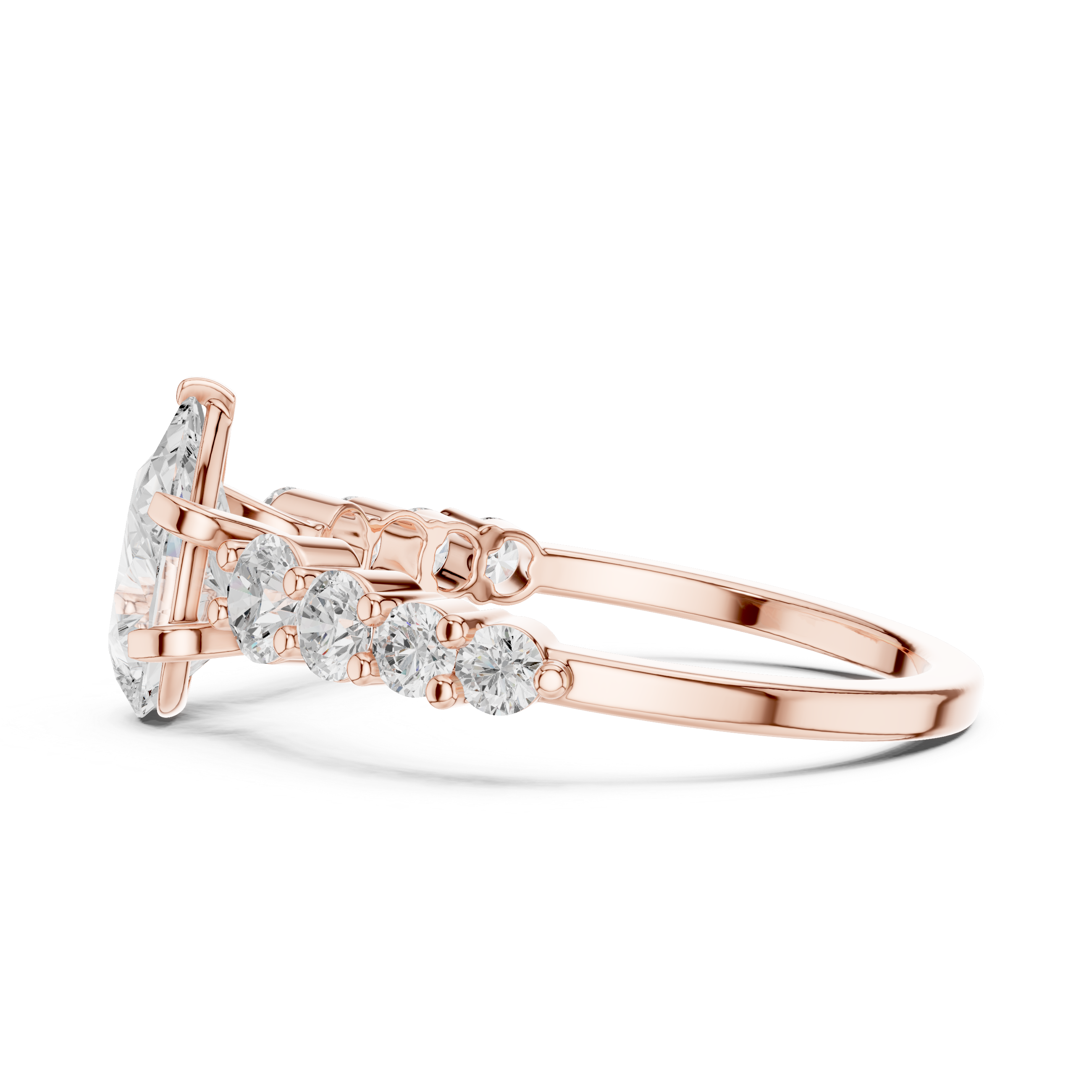 Pear Diamond Three-Stone Engagement Ring with Graduated Side Diamonds
