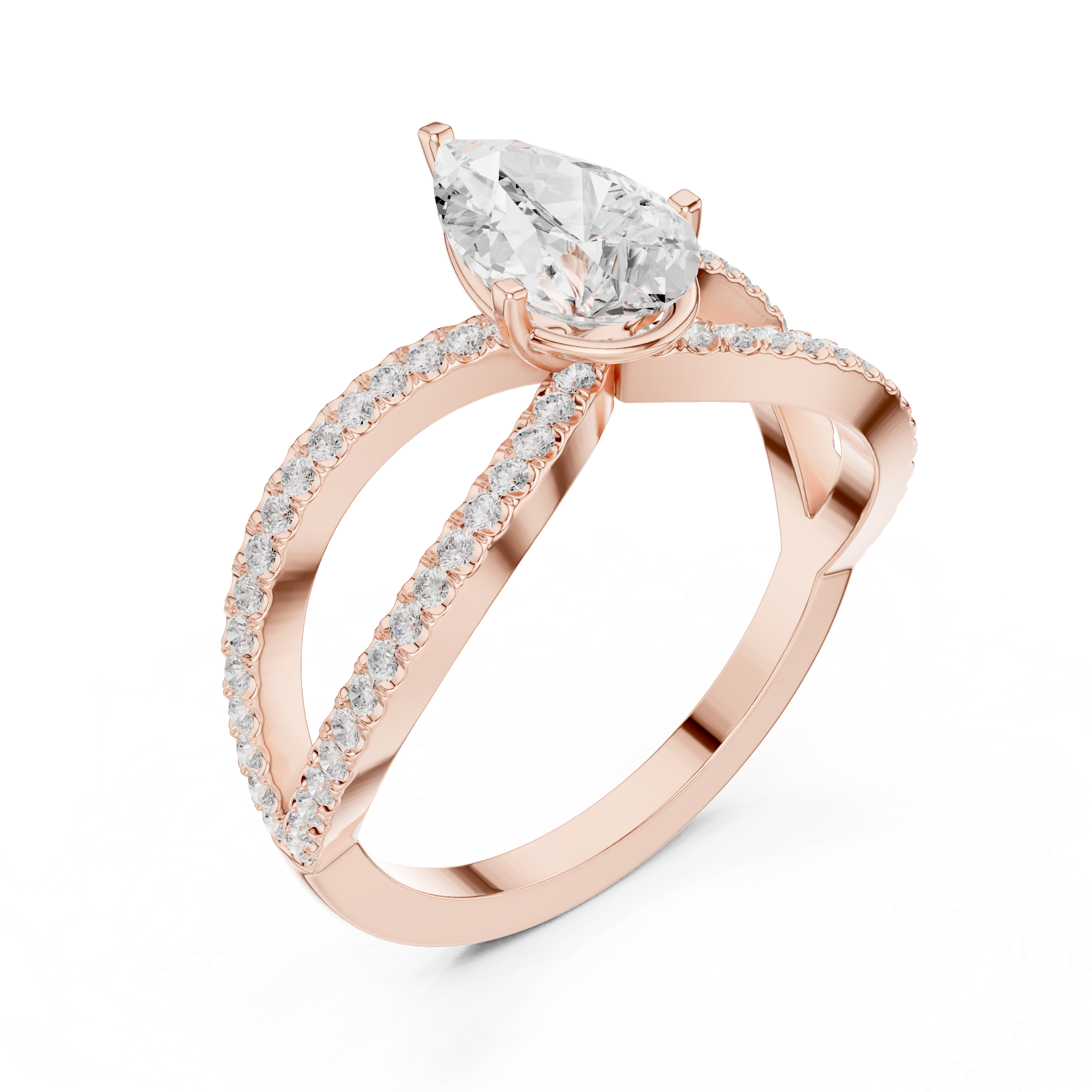 Split Shank Pear Diamond Engagement Ring