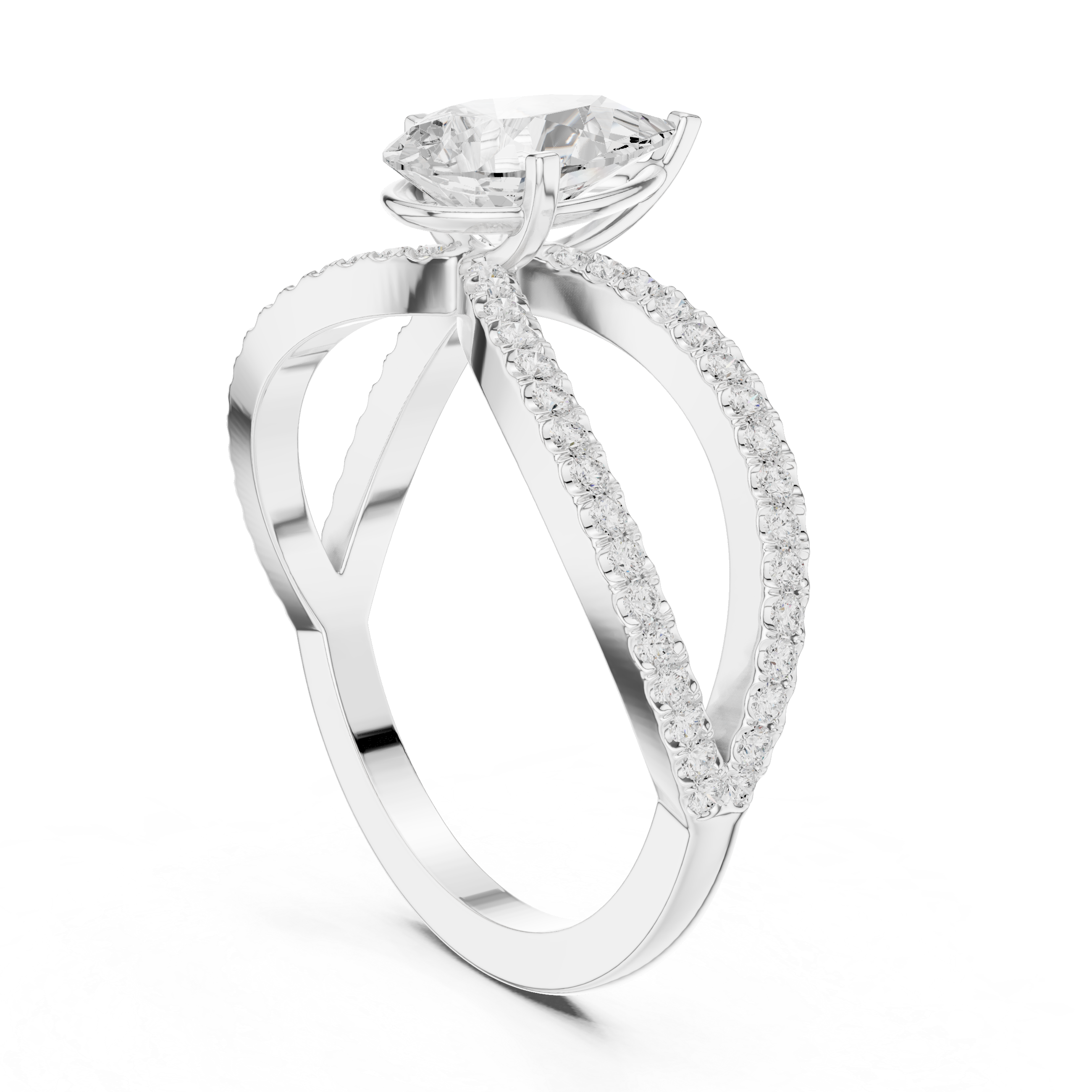 Split Shank Pear Diamond Engagement Ring