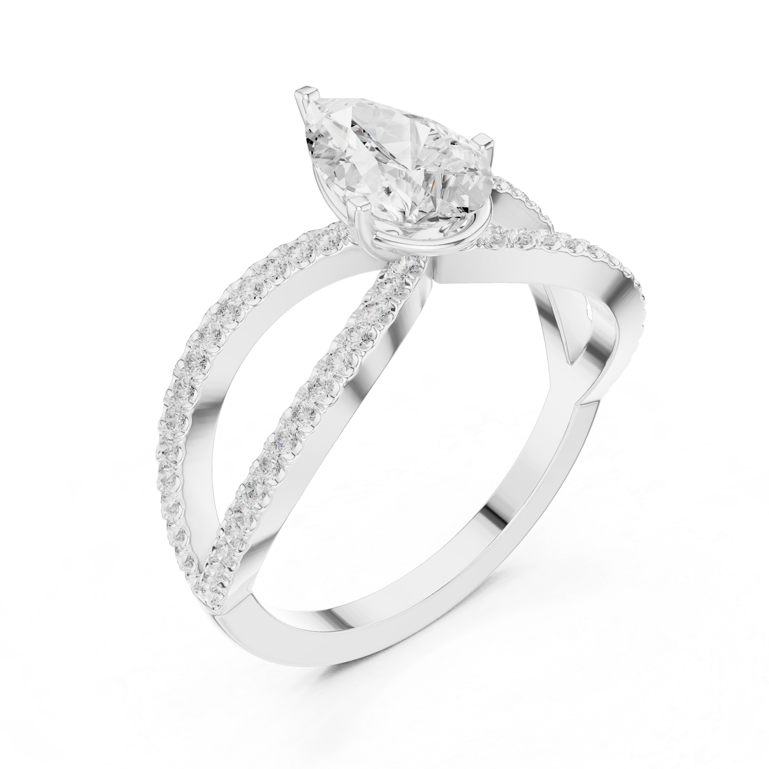 Split Shank Pear Diamond Engagement Ring