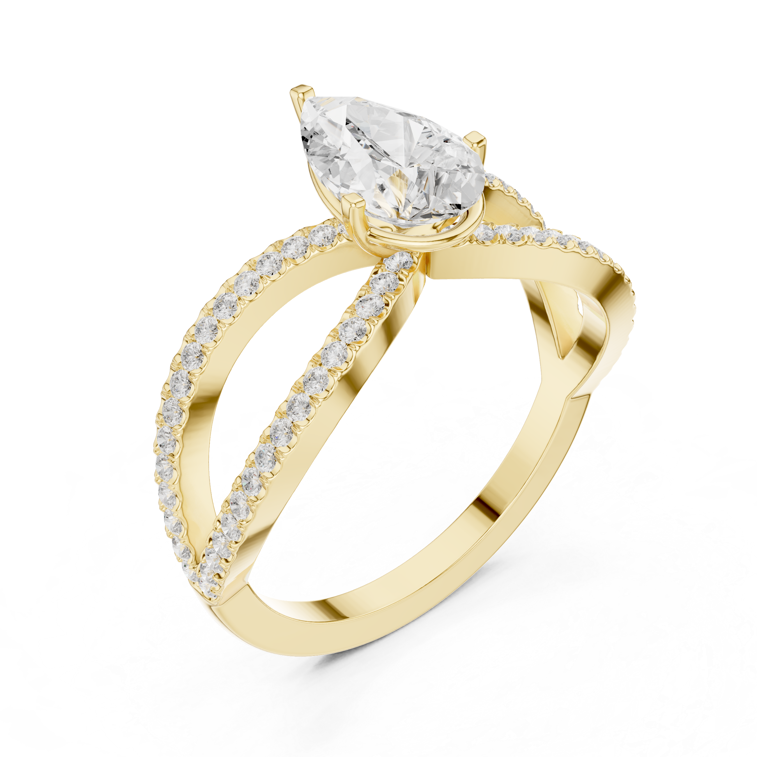 Split Shank Pear Diamond Engagement Ring