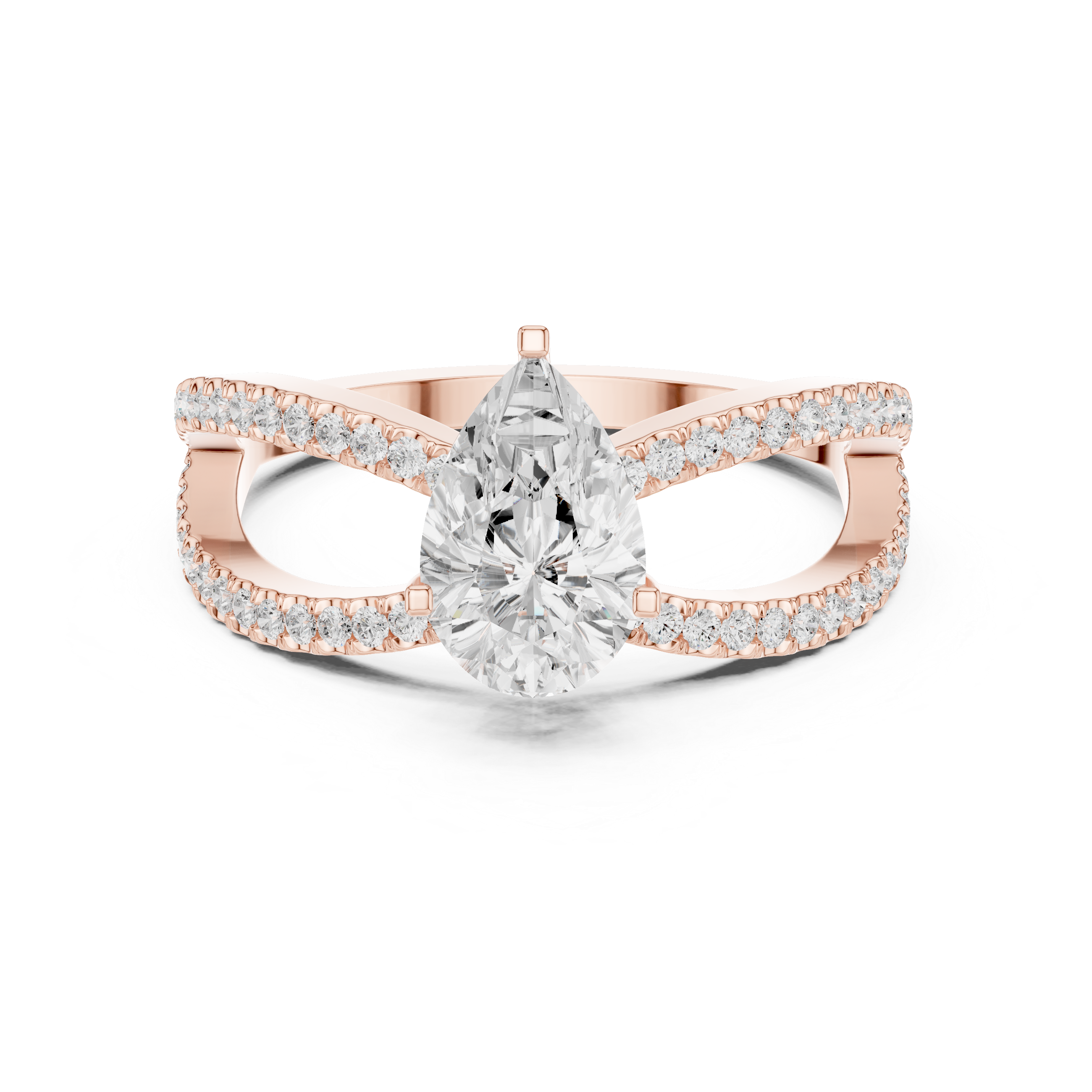 Split Shank Pear Diamond Engagement Ring