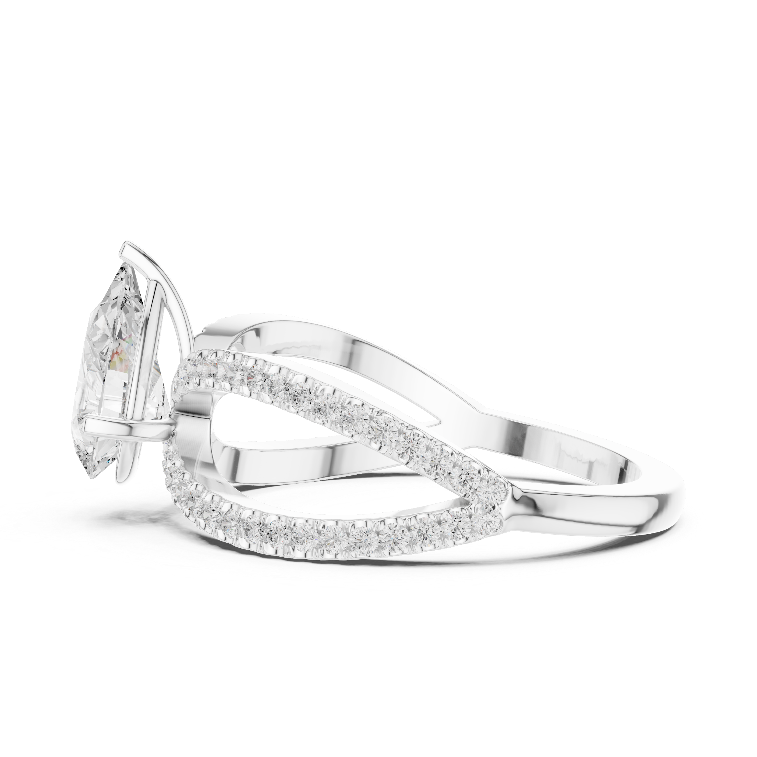 Split Shank Pear Diamond Engagement Ring