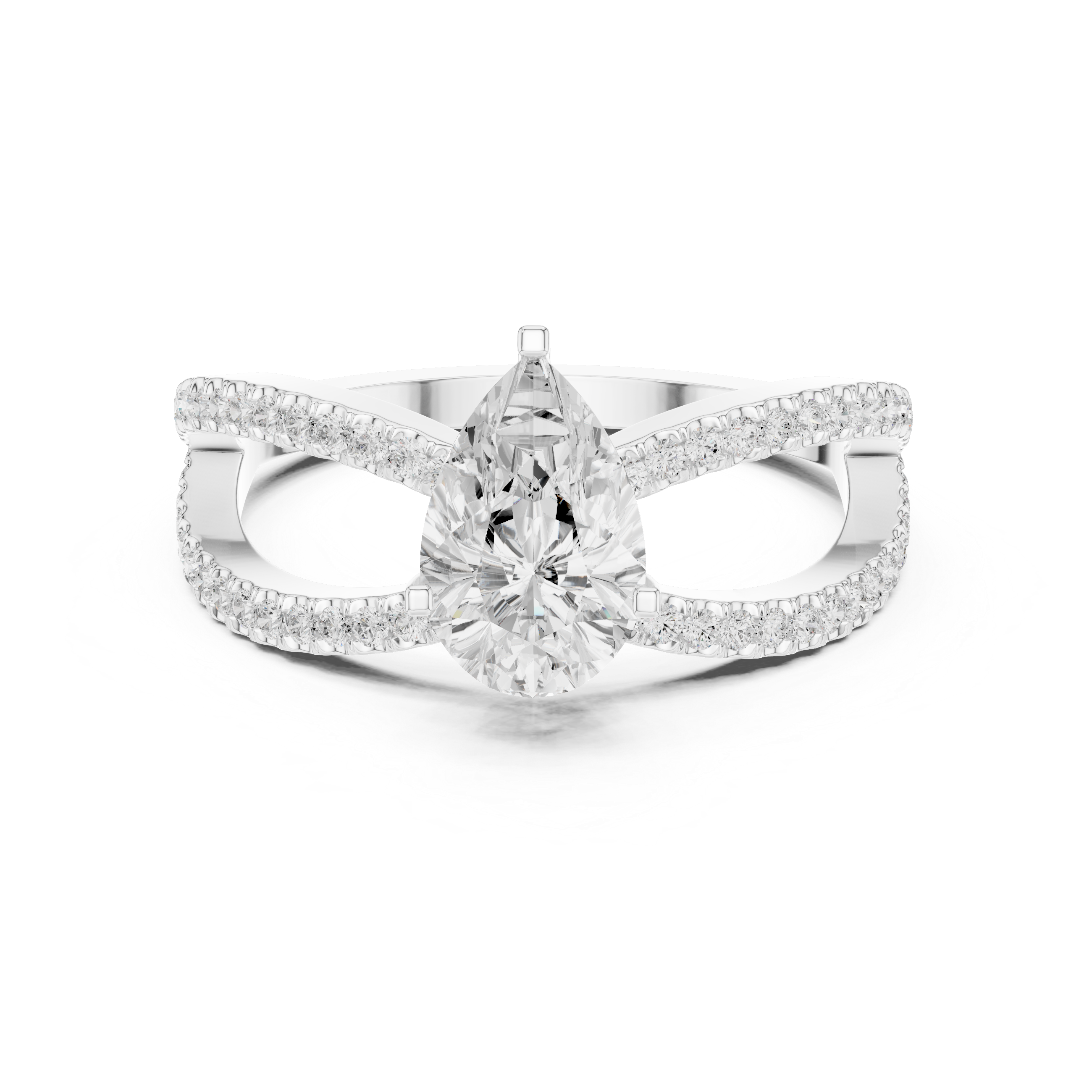 Split Shank Pear Diamond Engagement Ring