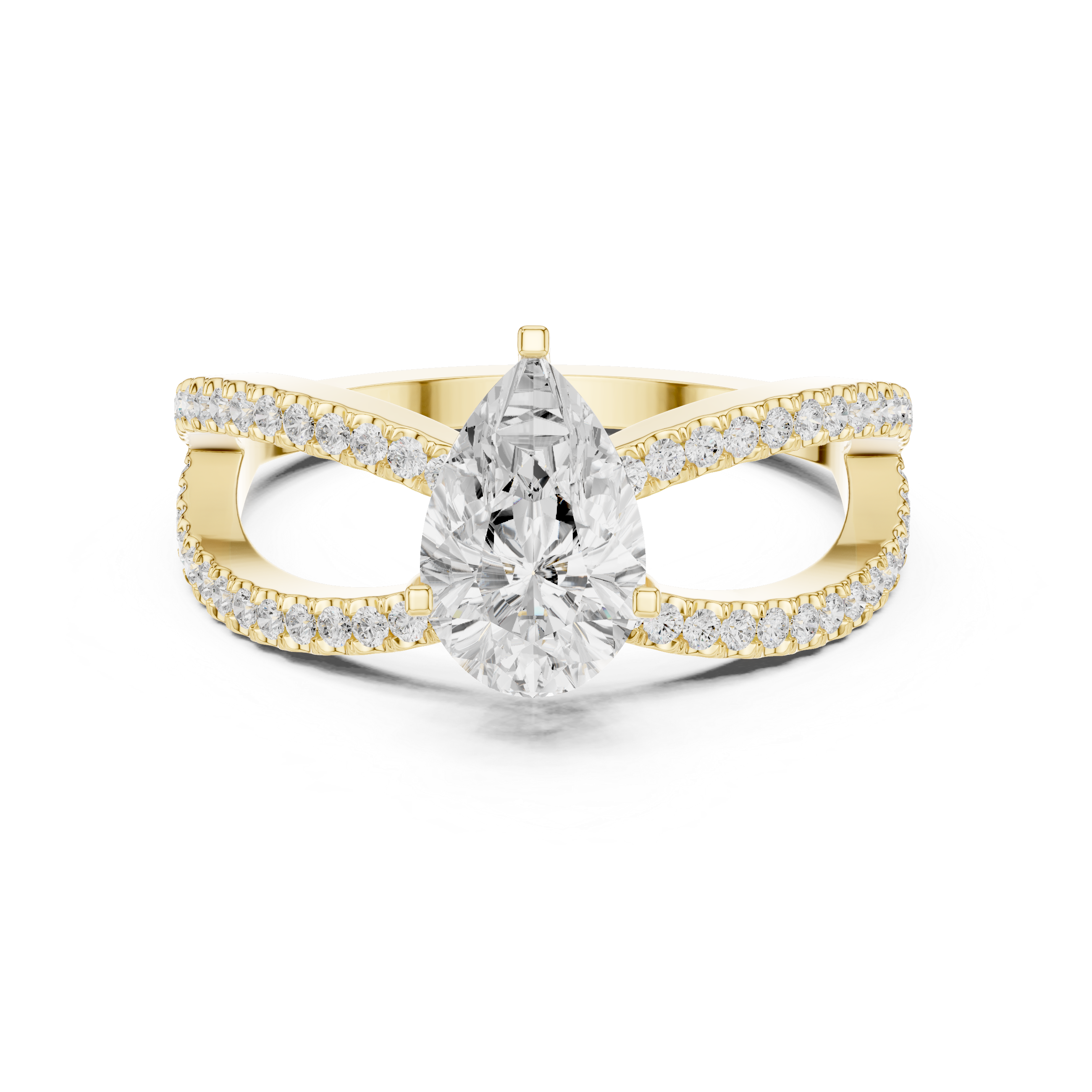 Split Shank Pear Diamond Engagement Ring