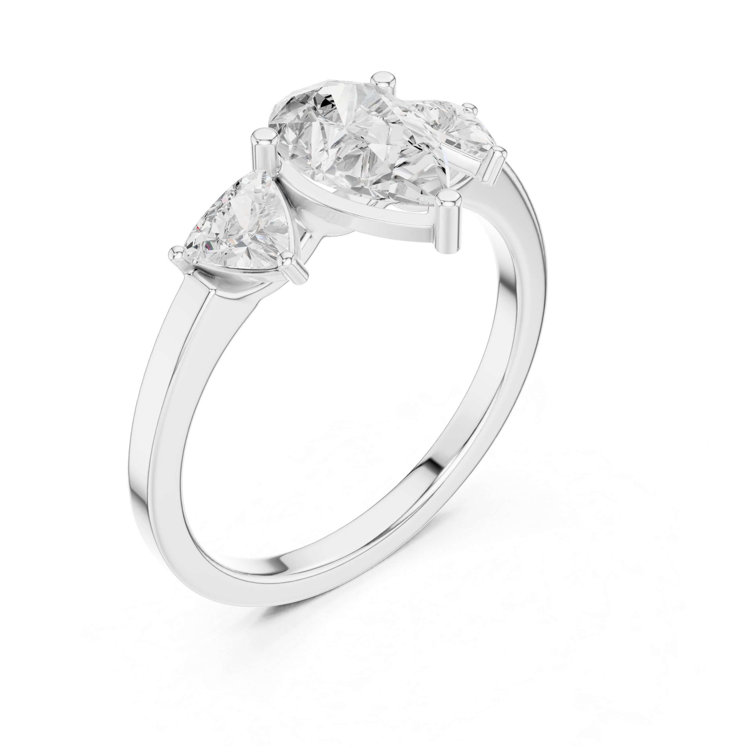 Three Stone Pear & Trillion Diamond Engagement Ring