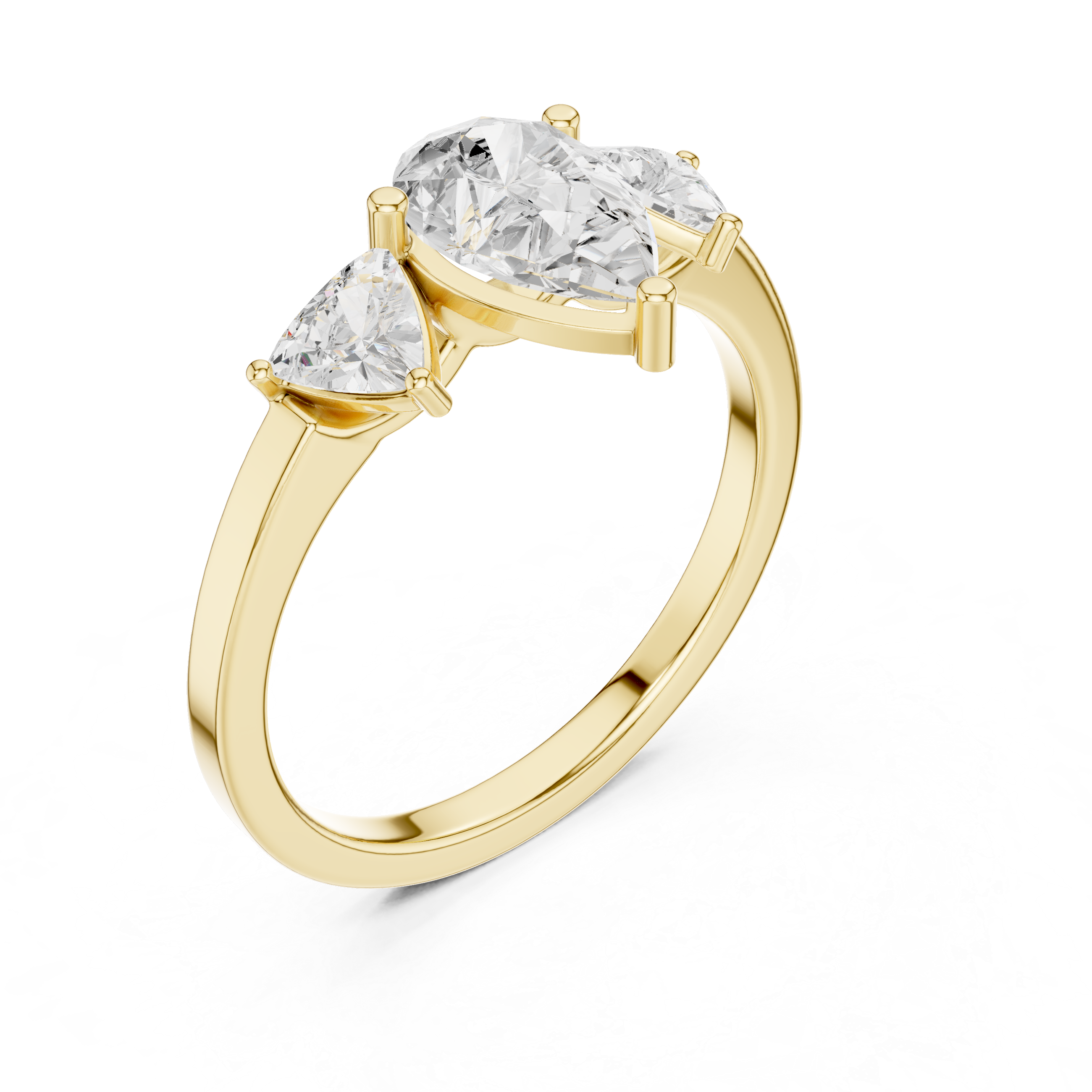 Three Stone Pear & Trillion Diamond Engagement Ring