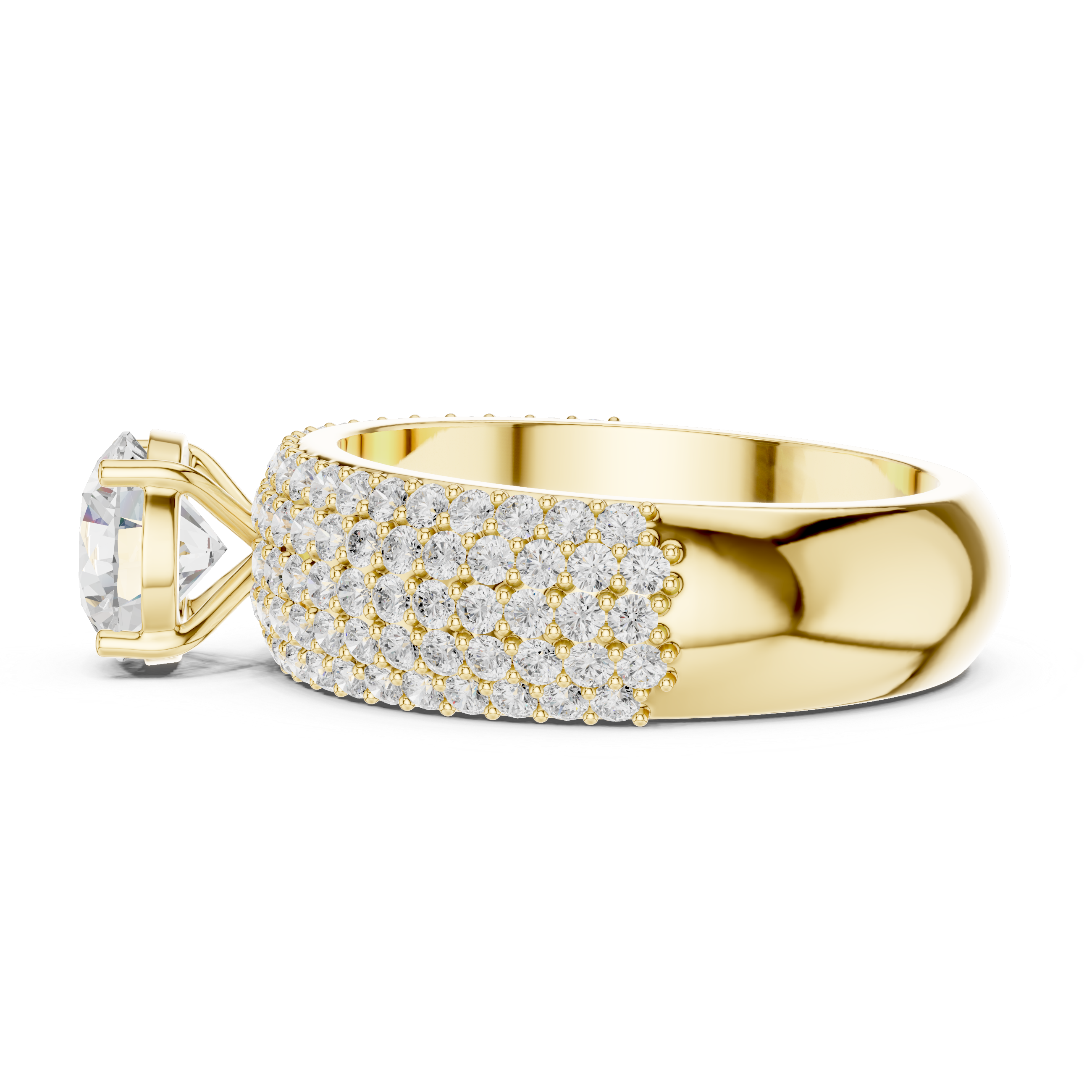 Luxury Multi-Row Pavé Round Cut Engagement Ring