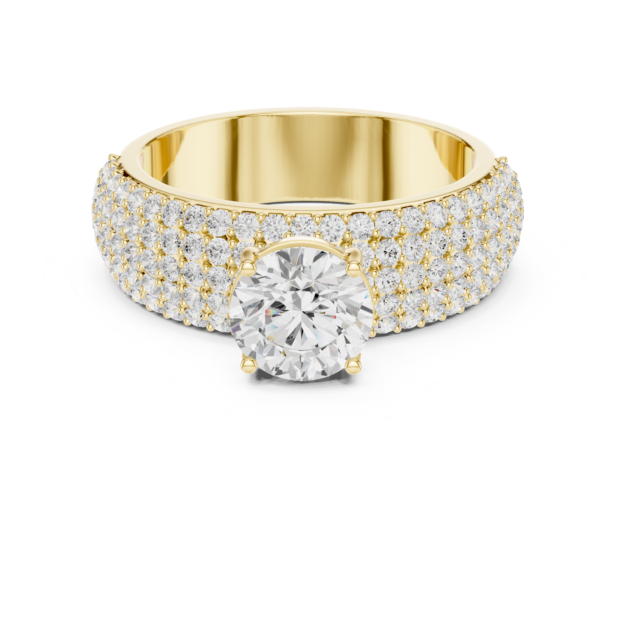 Luxury Multi-Row Pavé Round Cut Engagement Ring