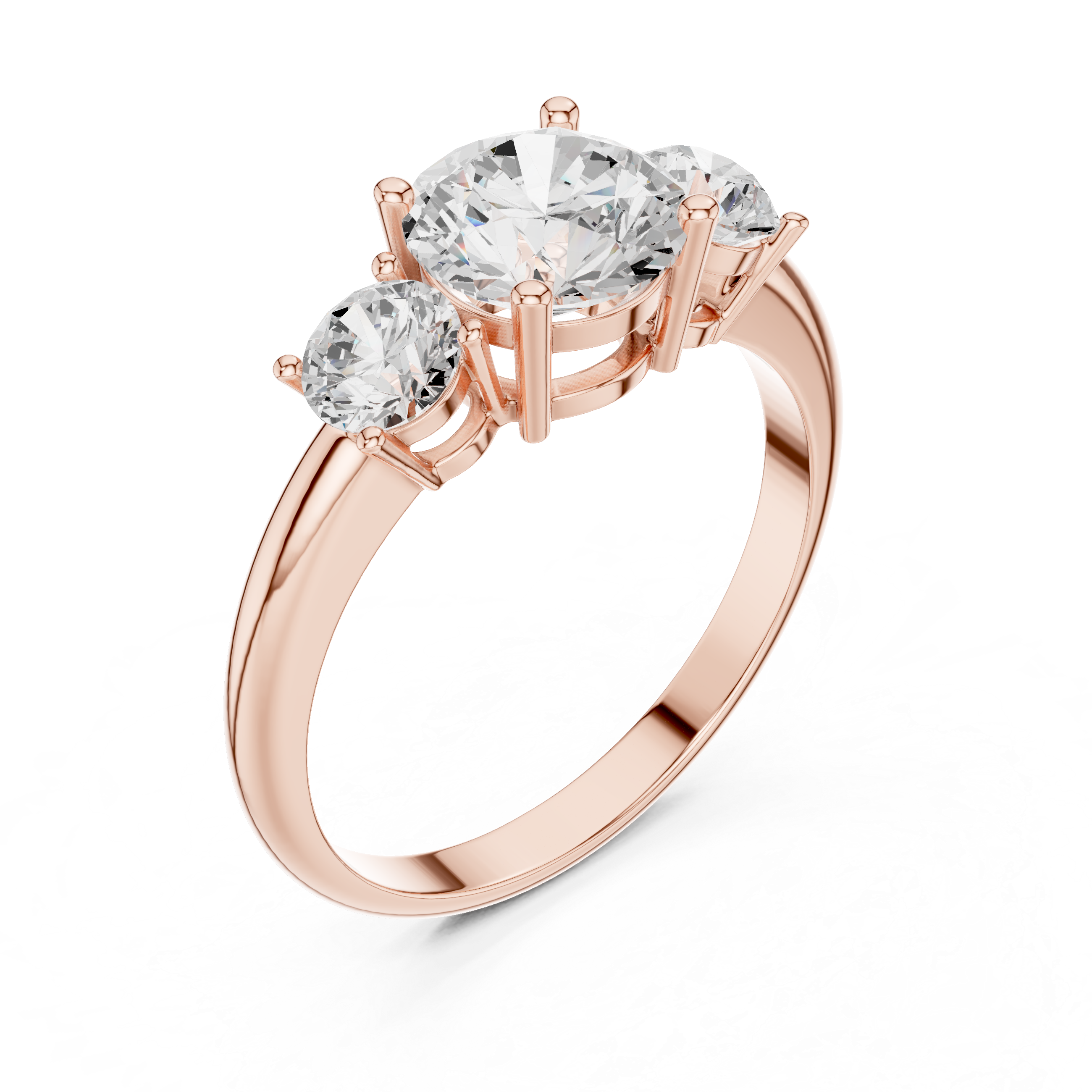 Classic Three Stone Round Cut Engagement Ring