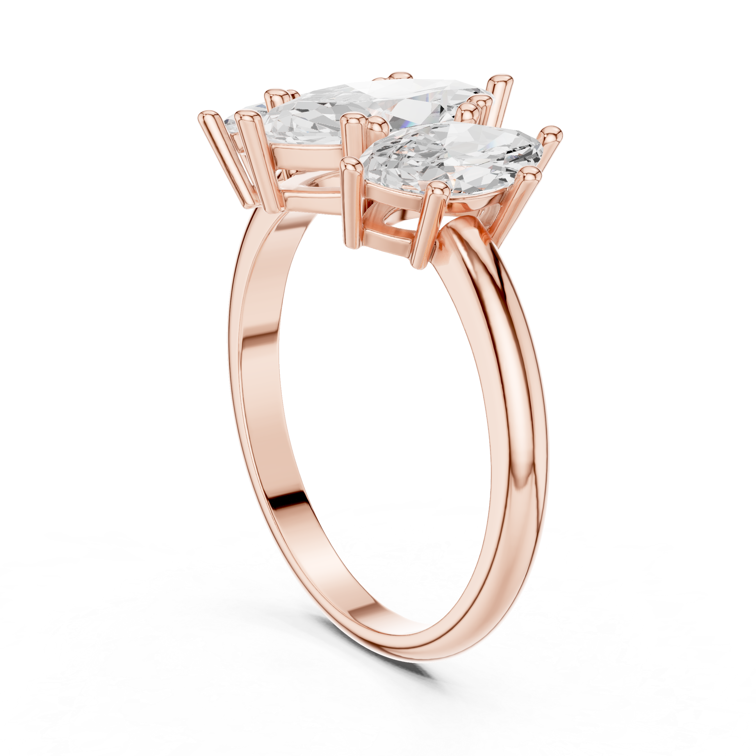 Three Stone Marquise Diamond Engagement Ring – Classic Trilogy Design