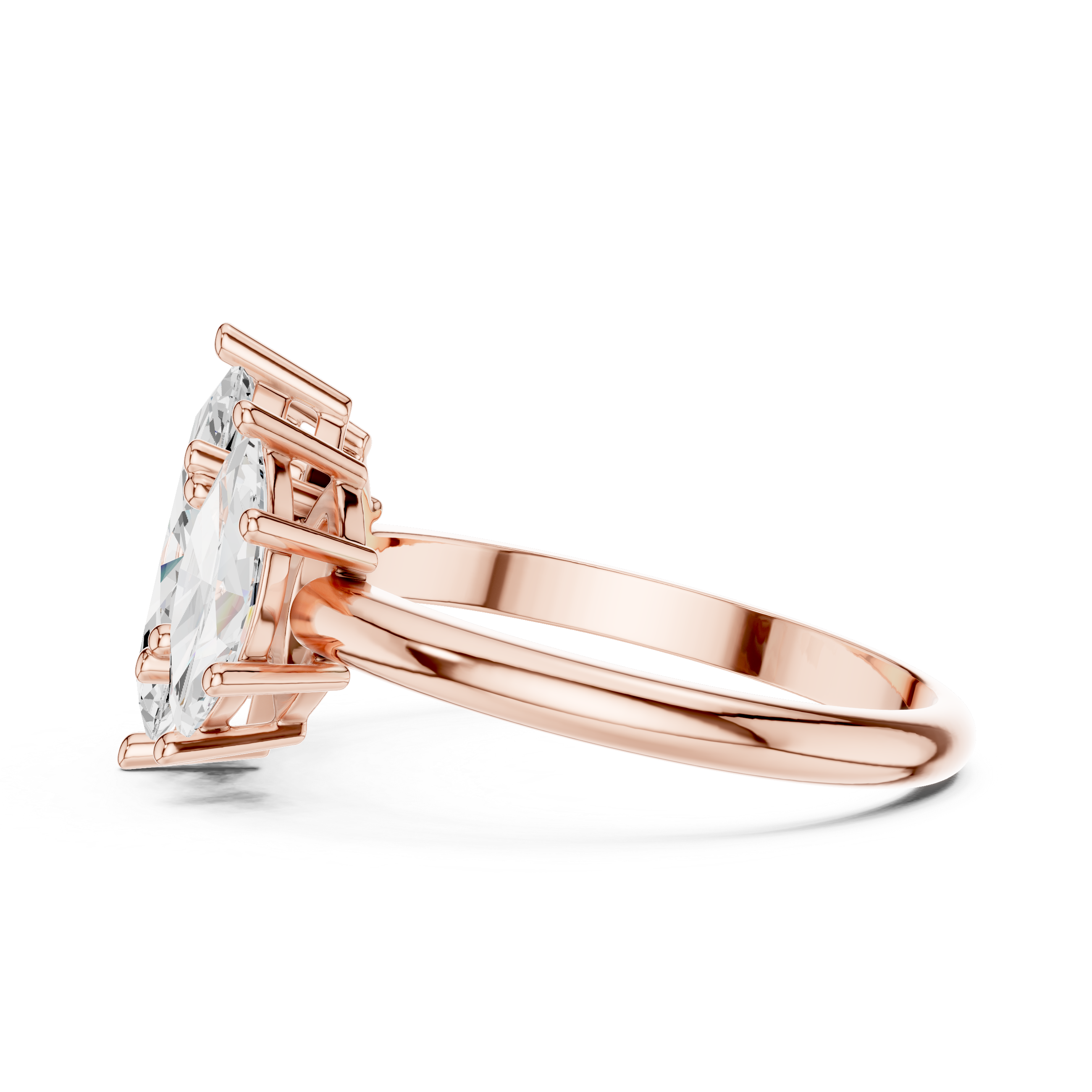 Three Stone Marquise Diamond Engagement Ring – Classic Trilogy Design