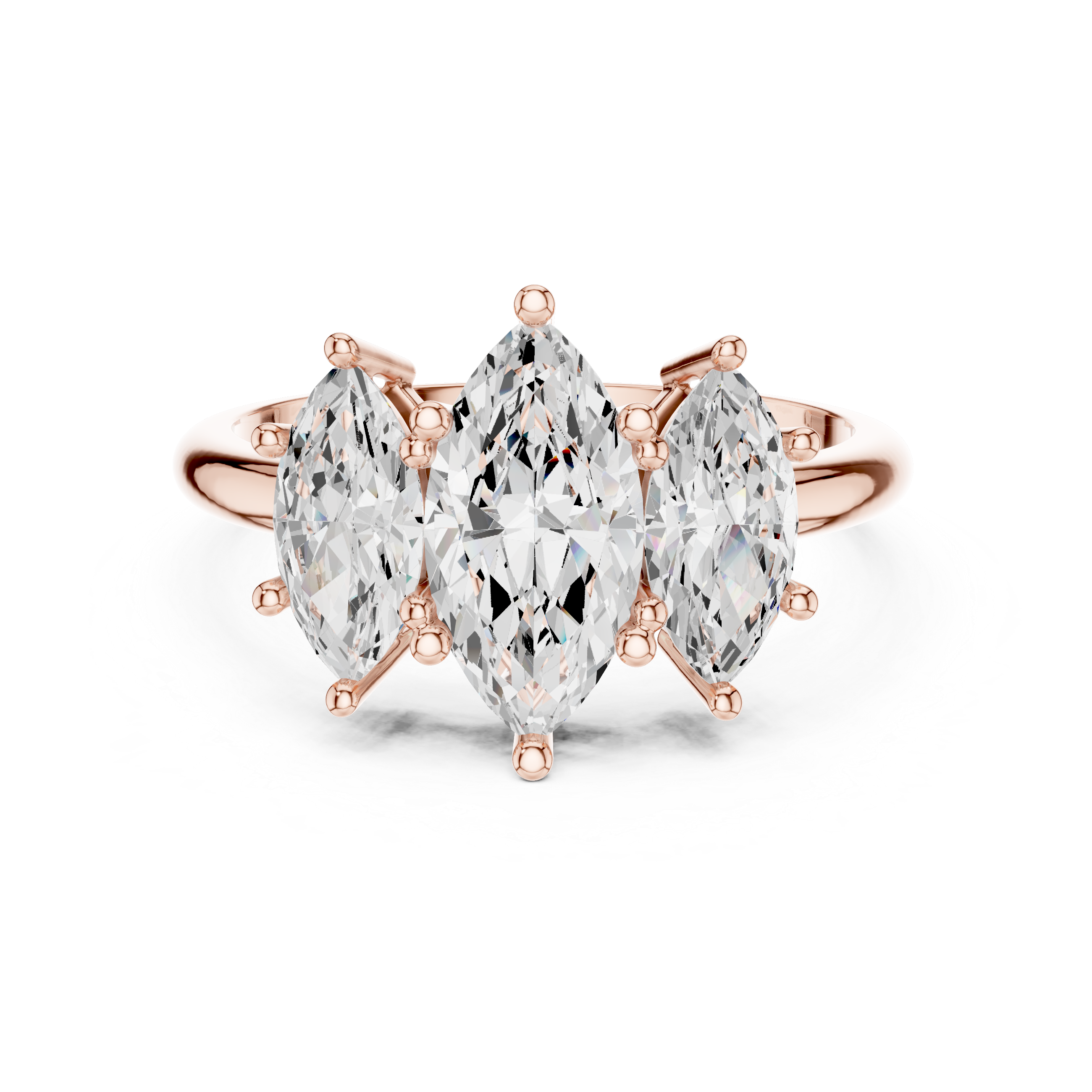 Three Stone Marquise Diamond Engagement Ring – Classic Trilogy Design