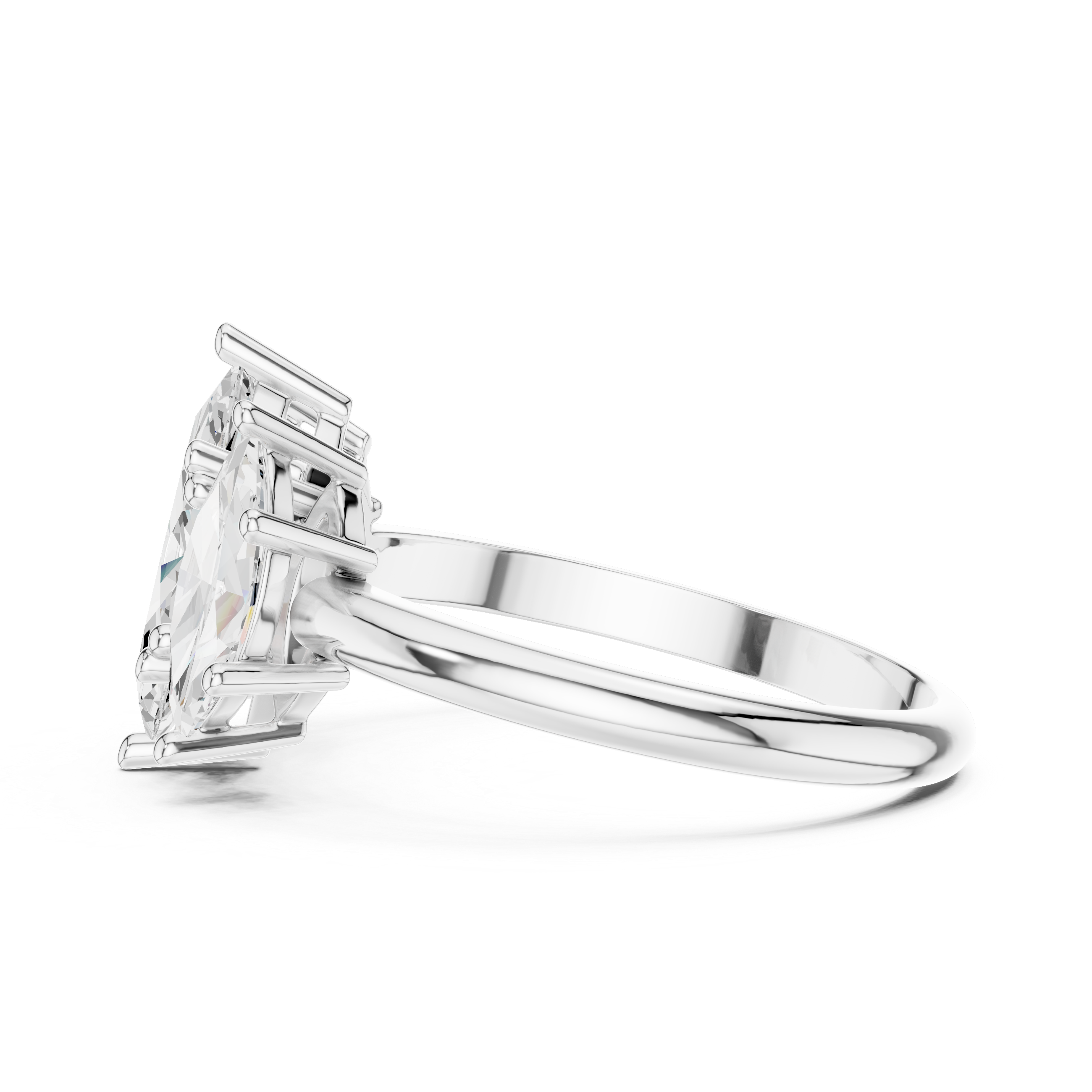 Three Stone Marquise Diamond Engagement Ring – Classic Trilogy Design