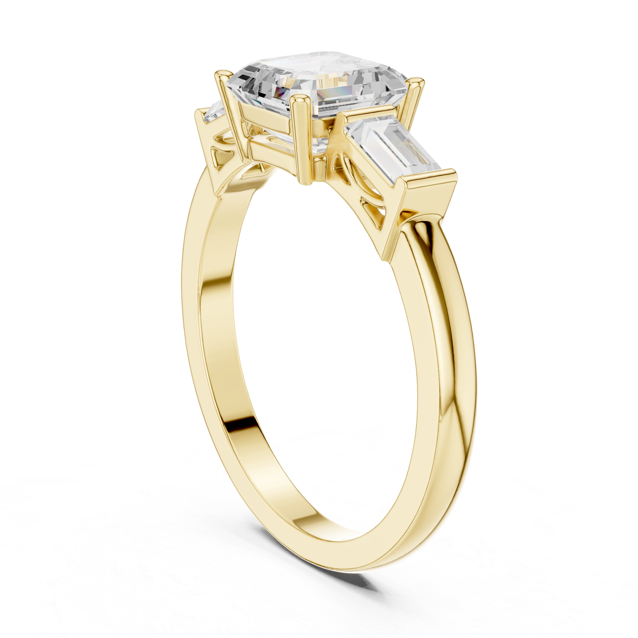 Asscher Cut Three Stone Engagement Ring