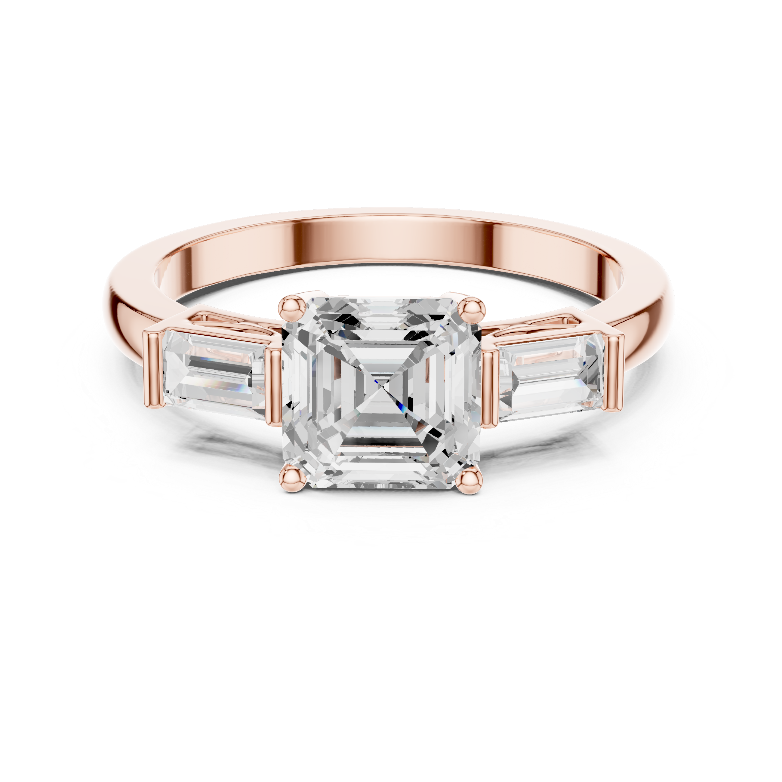 Asscher Cut Three Stone Engagement Ring