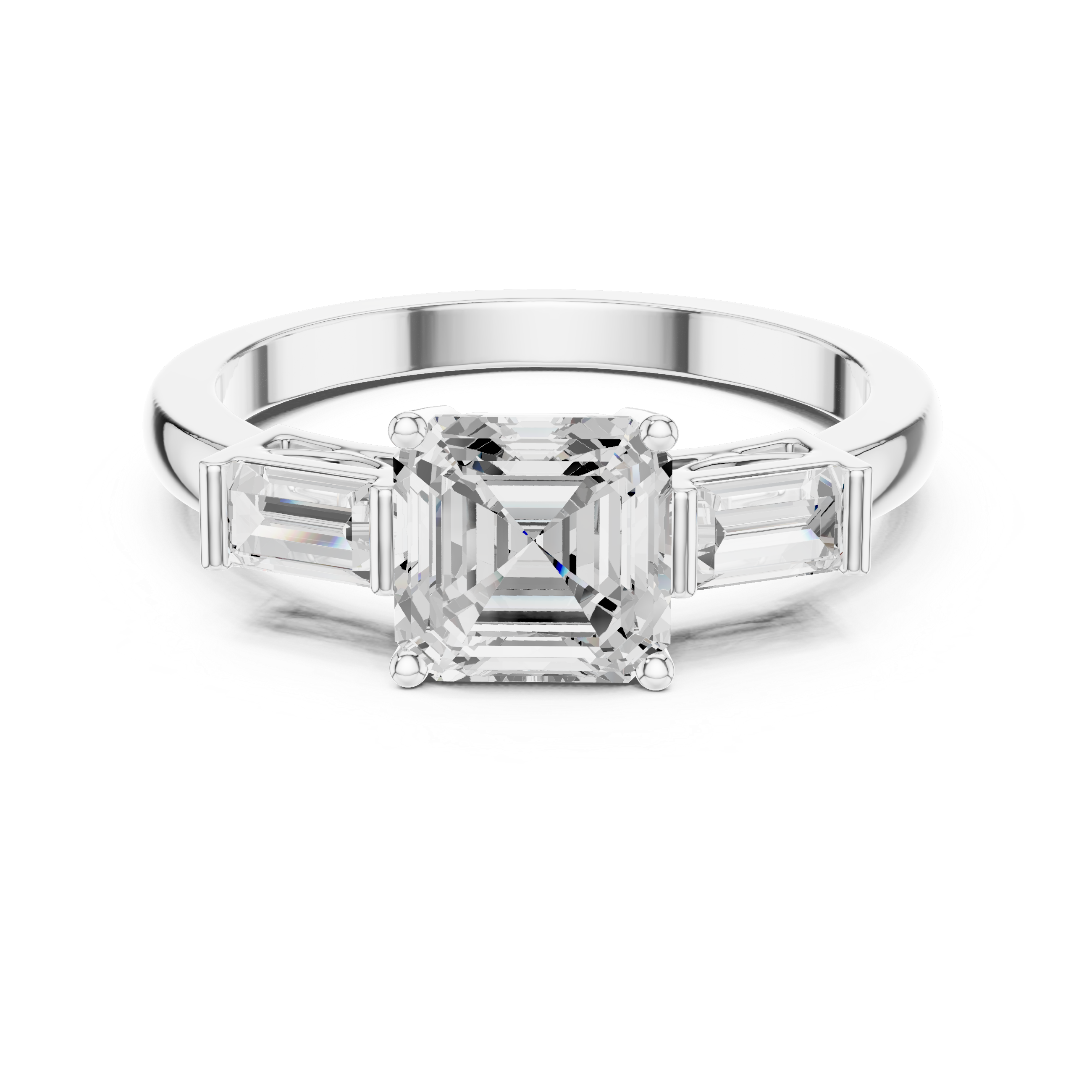 Asscher Cut Three Stone Engagement Ring