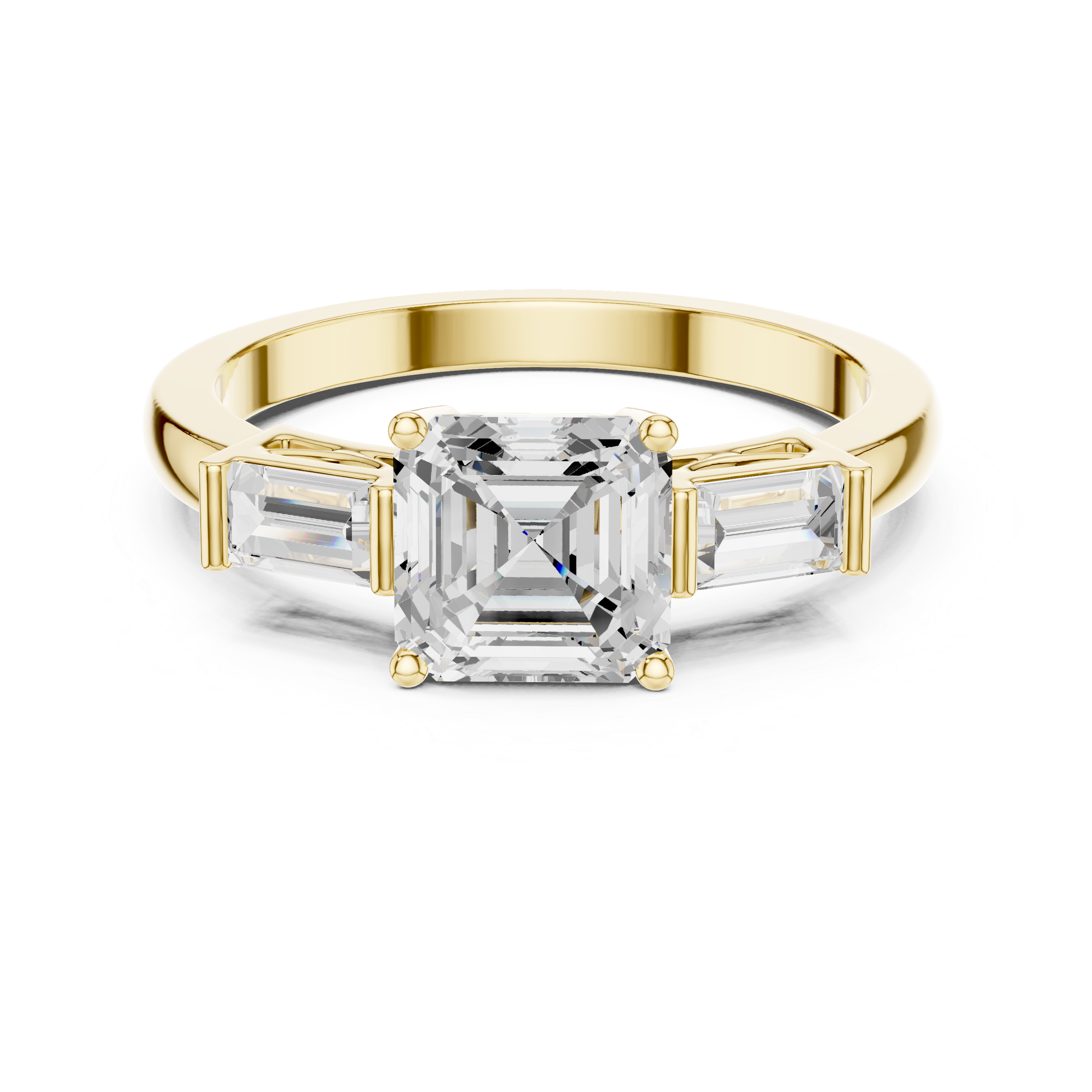 Asscher Cut Three Stone Engagement Ring
