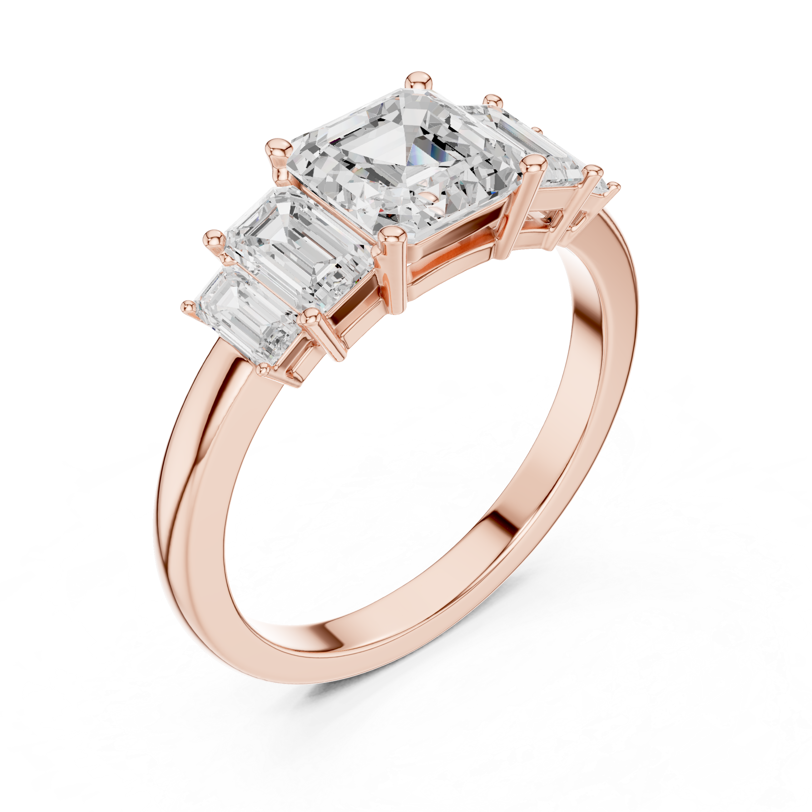 Emerald-Cut Five Stone Engagement Ring