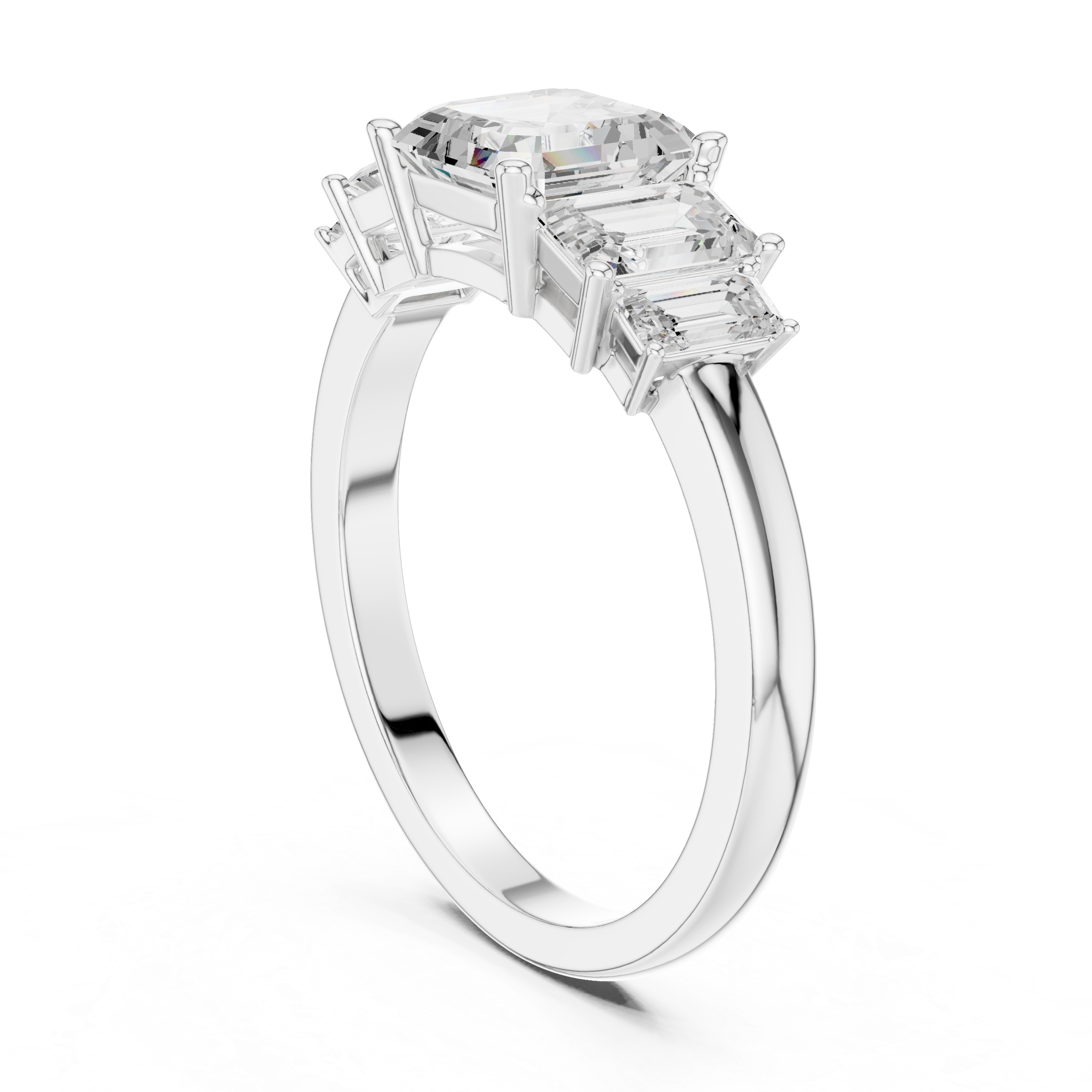 Emerald-Cut Five Stone Engagement Ring