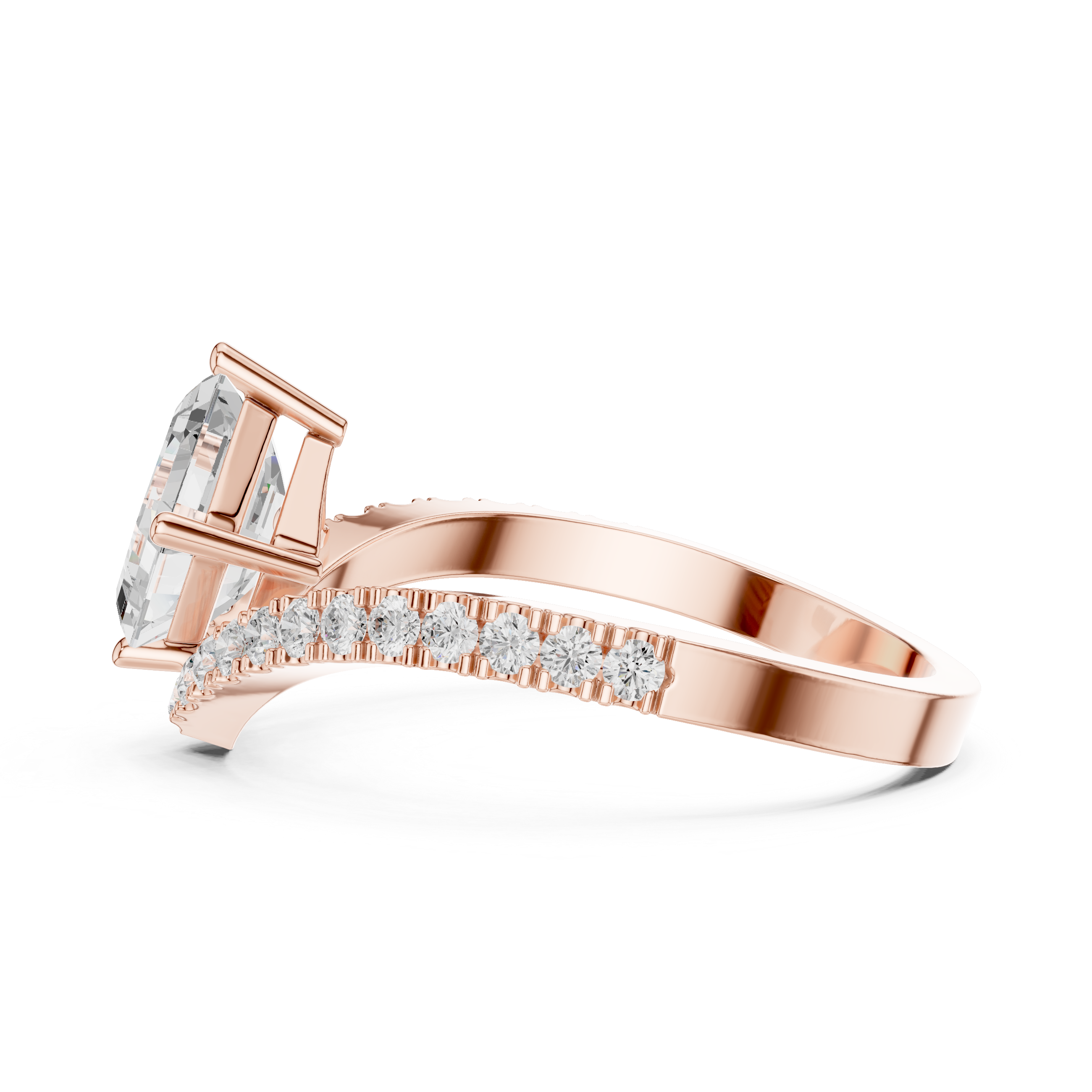 Asscher Cut Solitaire V Ring – Split Shank Diamond Engagement Ring | Geometric Statement Ring